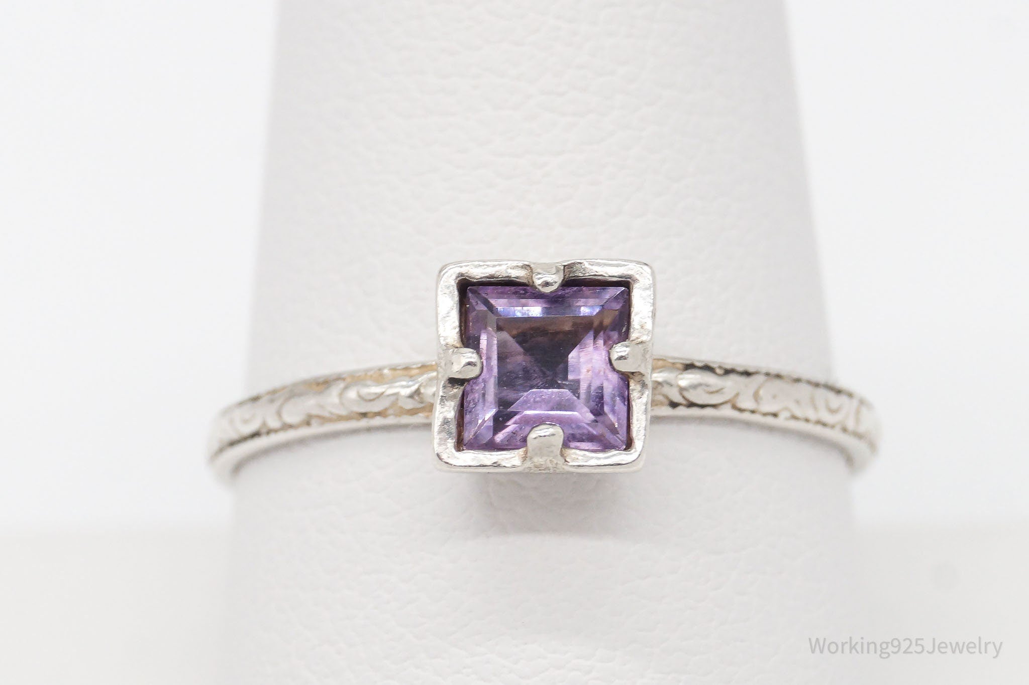 Israel Designer Paz PZ Amethyst Sterling Silver Ring - Size 10.25