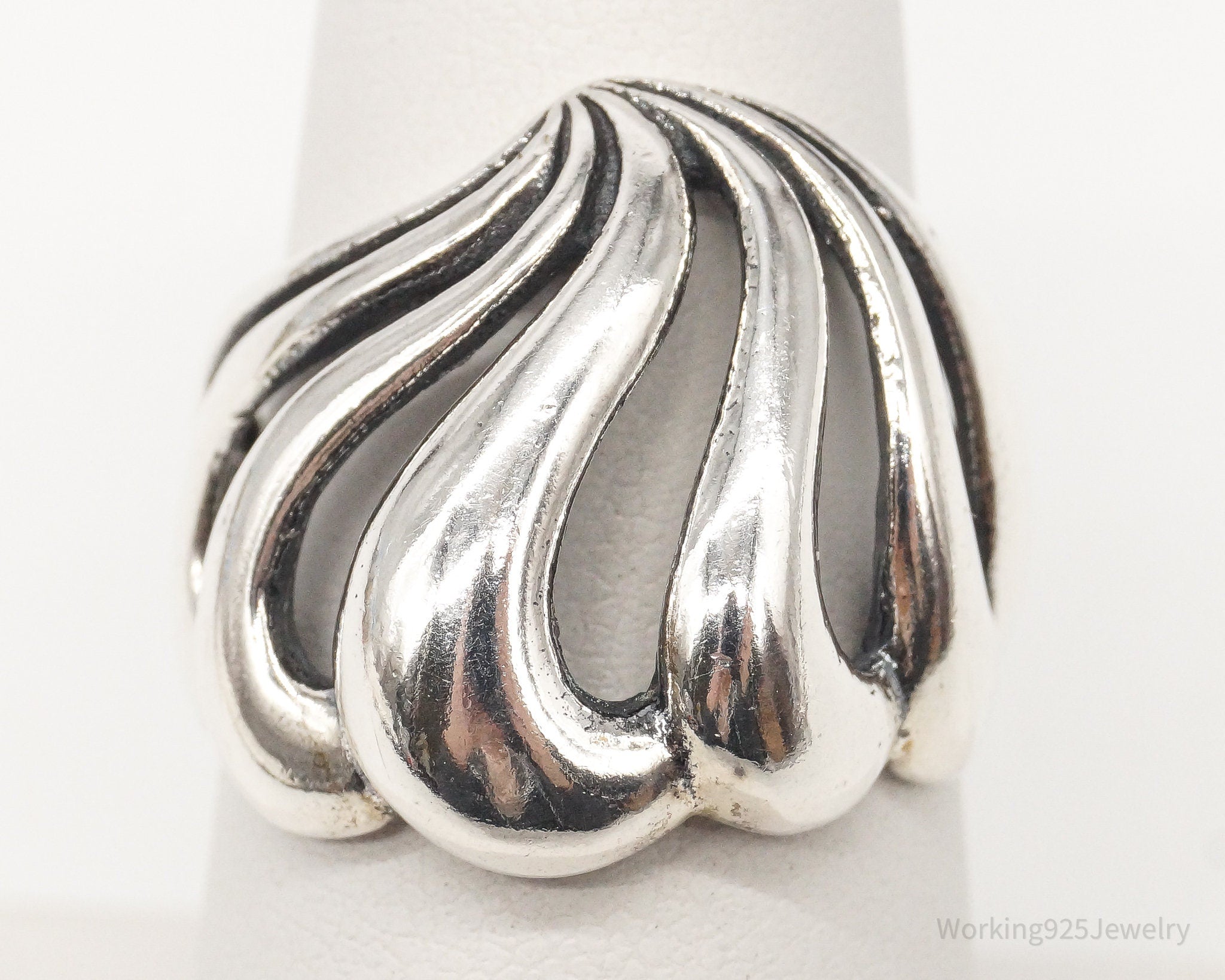 Vintage Designer KABANA Ripples Sterling Silver Ring - Size 7