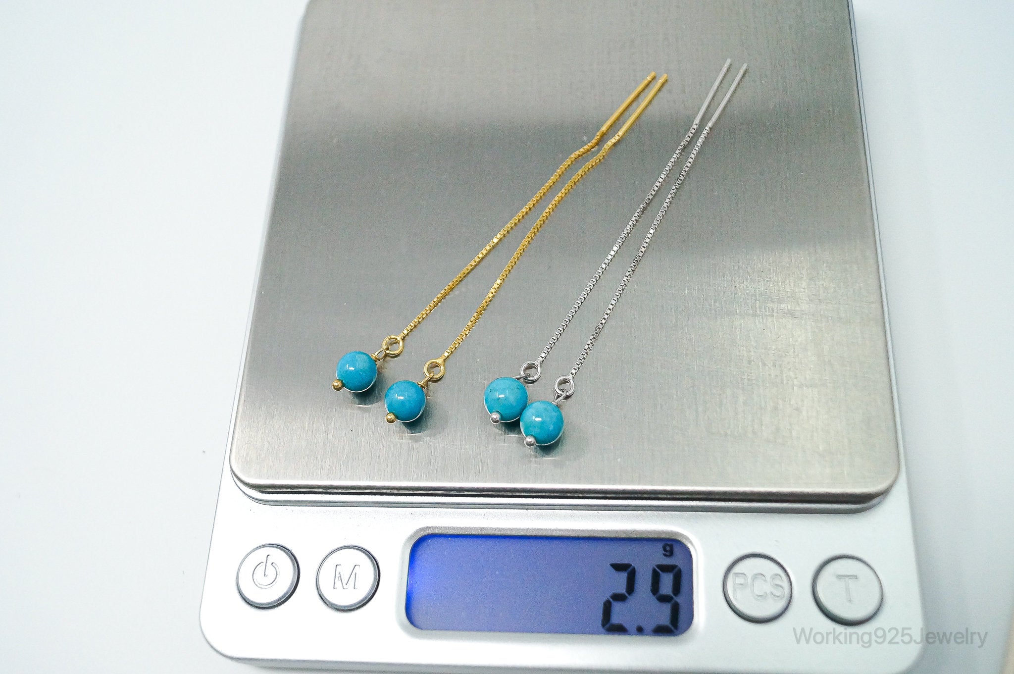 Turquoise Gold Vermeil Sterling Silver Earrings Set