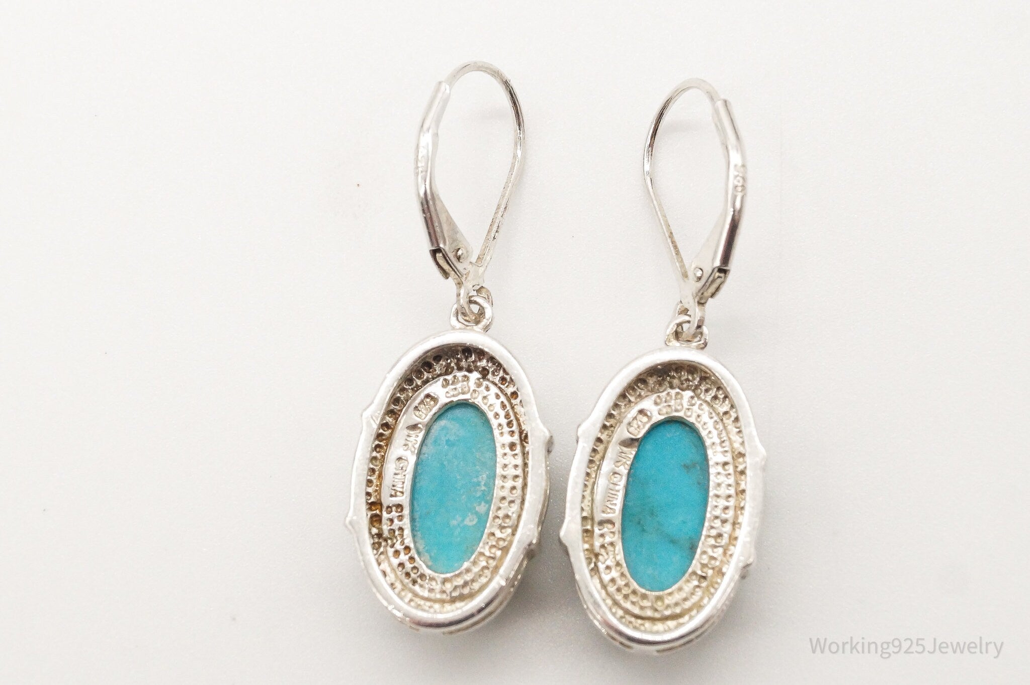 Vintage Designer Whitney Kelly WK Blue Turquoise Sterling Silver Earrings