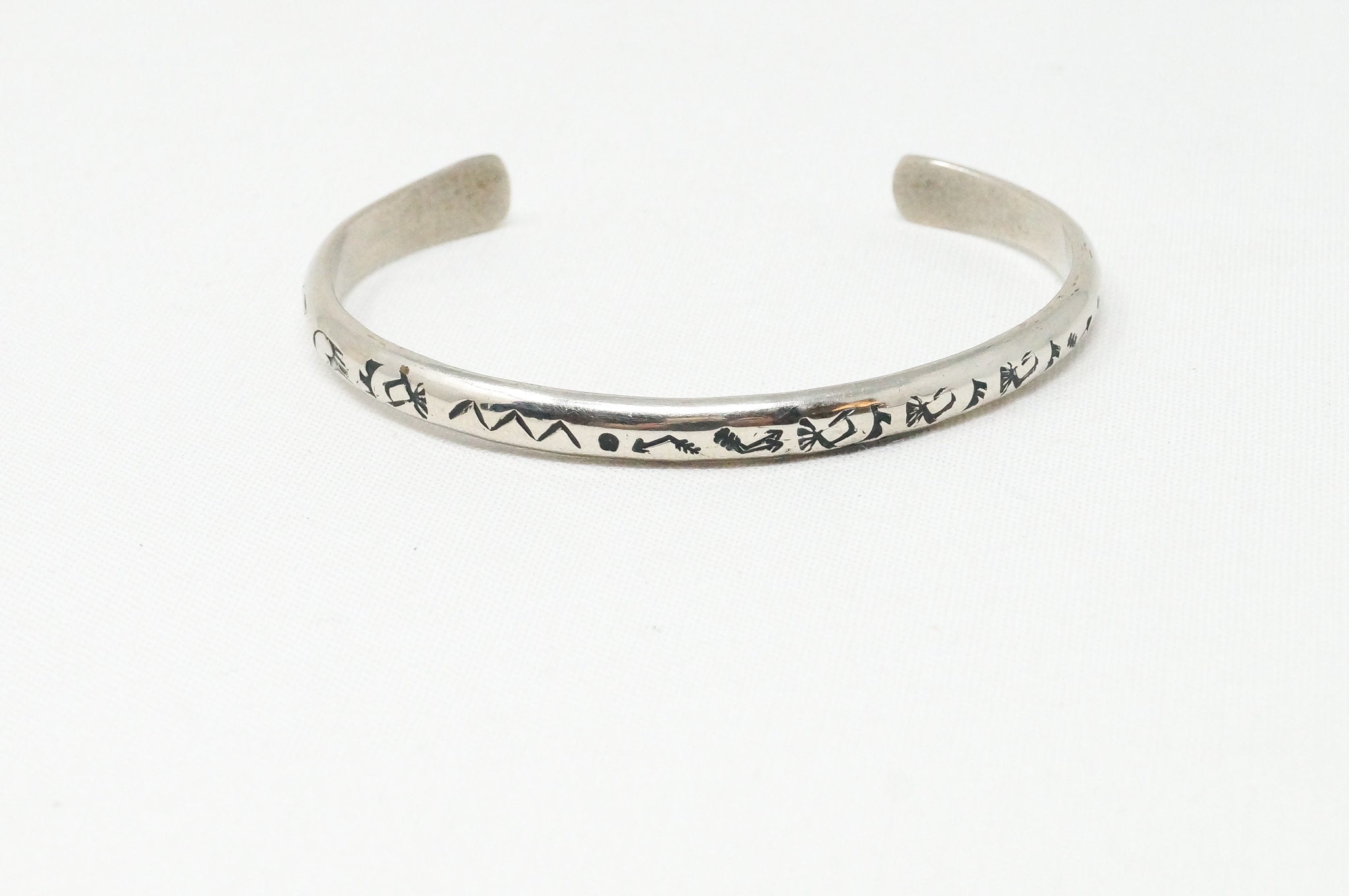 Vintage Handmade Native American TA Begay NS Stamp Sterling Cuff Bracelet