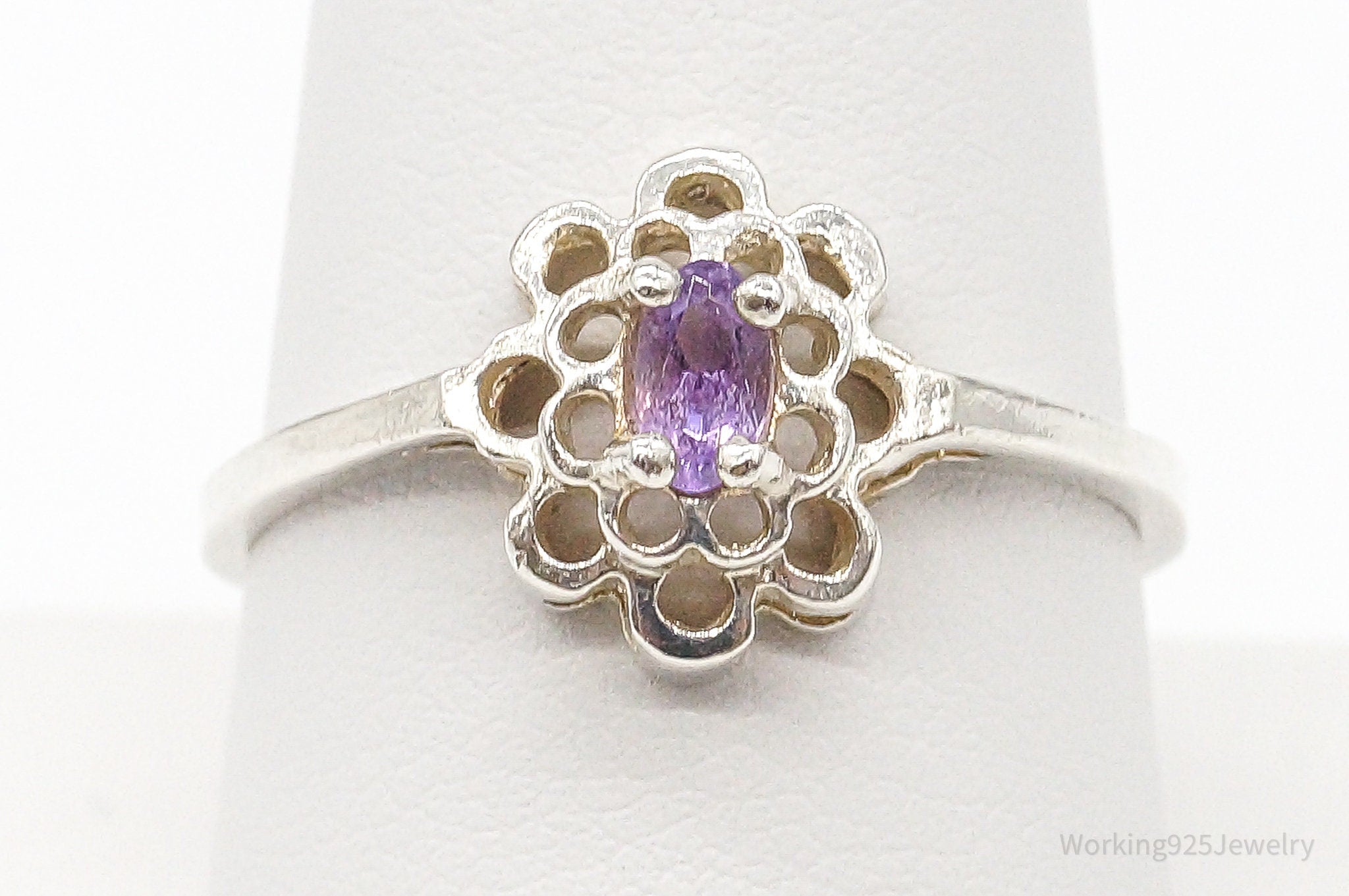 Vintage Amethyst Sterling Silver Ring Size 9