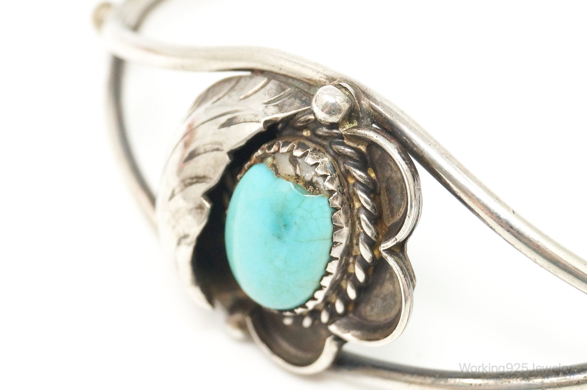 Vintage Handmade Native American Turquoise Sterling Silver Cuff Bracelet