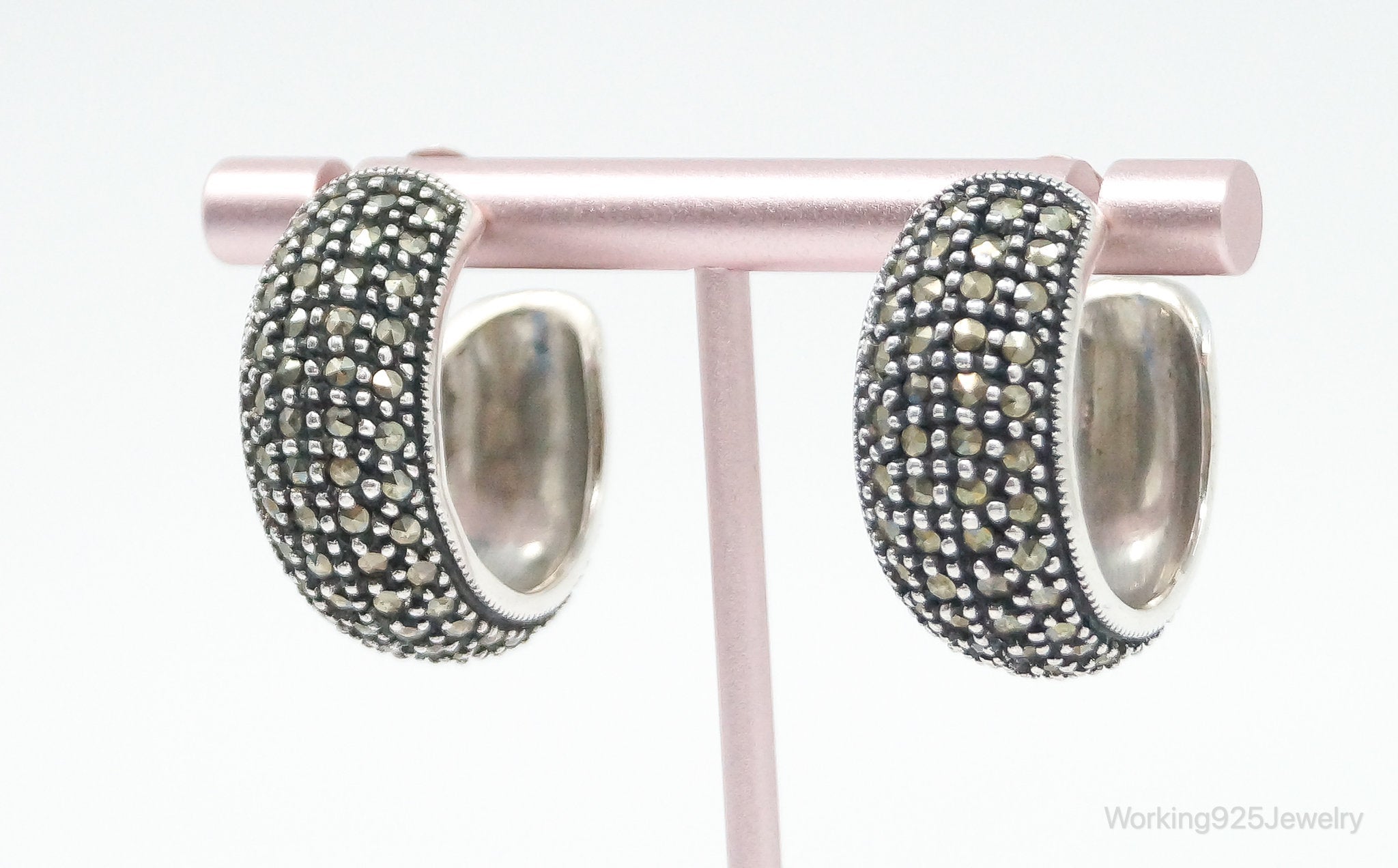 Designer Judith Jack Marcasite Sterling Silver Earrings