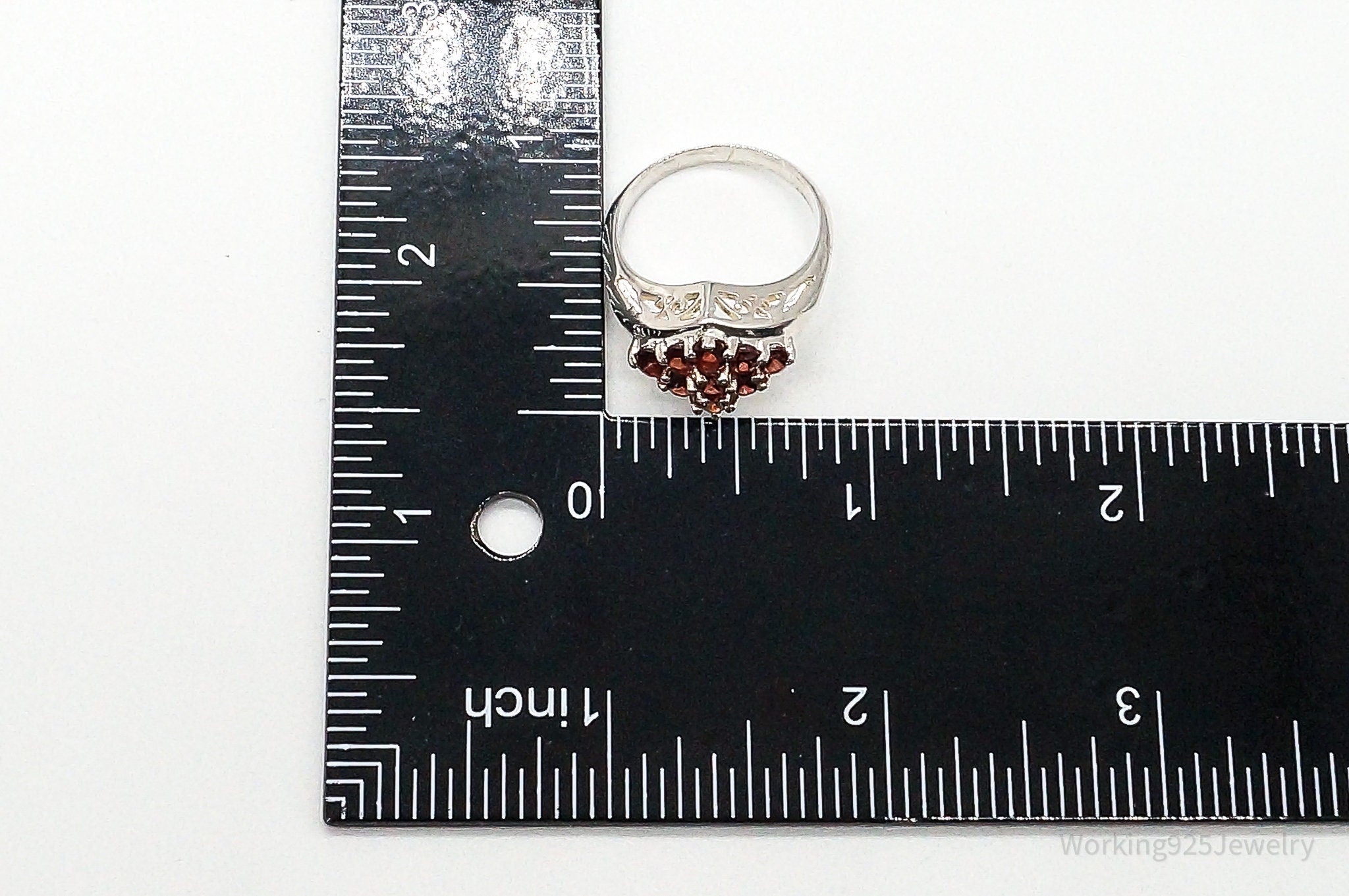 Garnet Sterling Silver Ring - Size 8.75