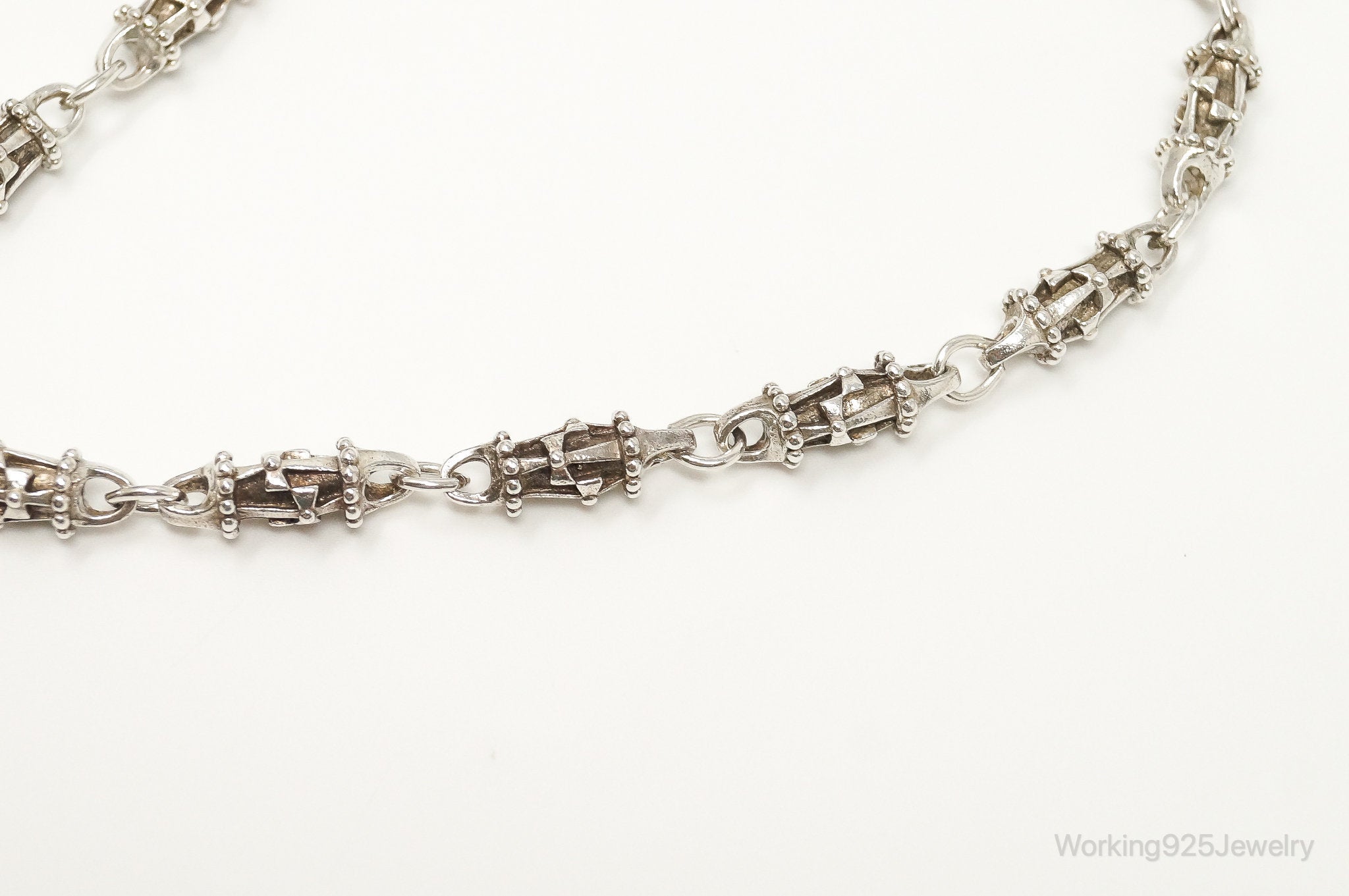 Reserved 6/24 -Vintage Crosses Link Chain Sterling Silver Necklace