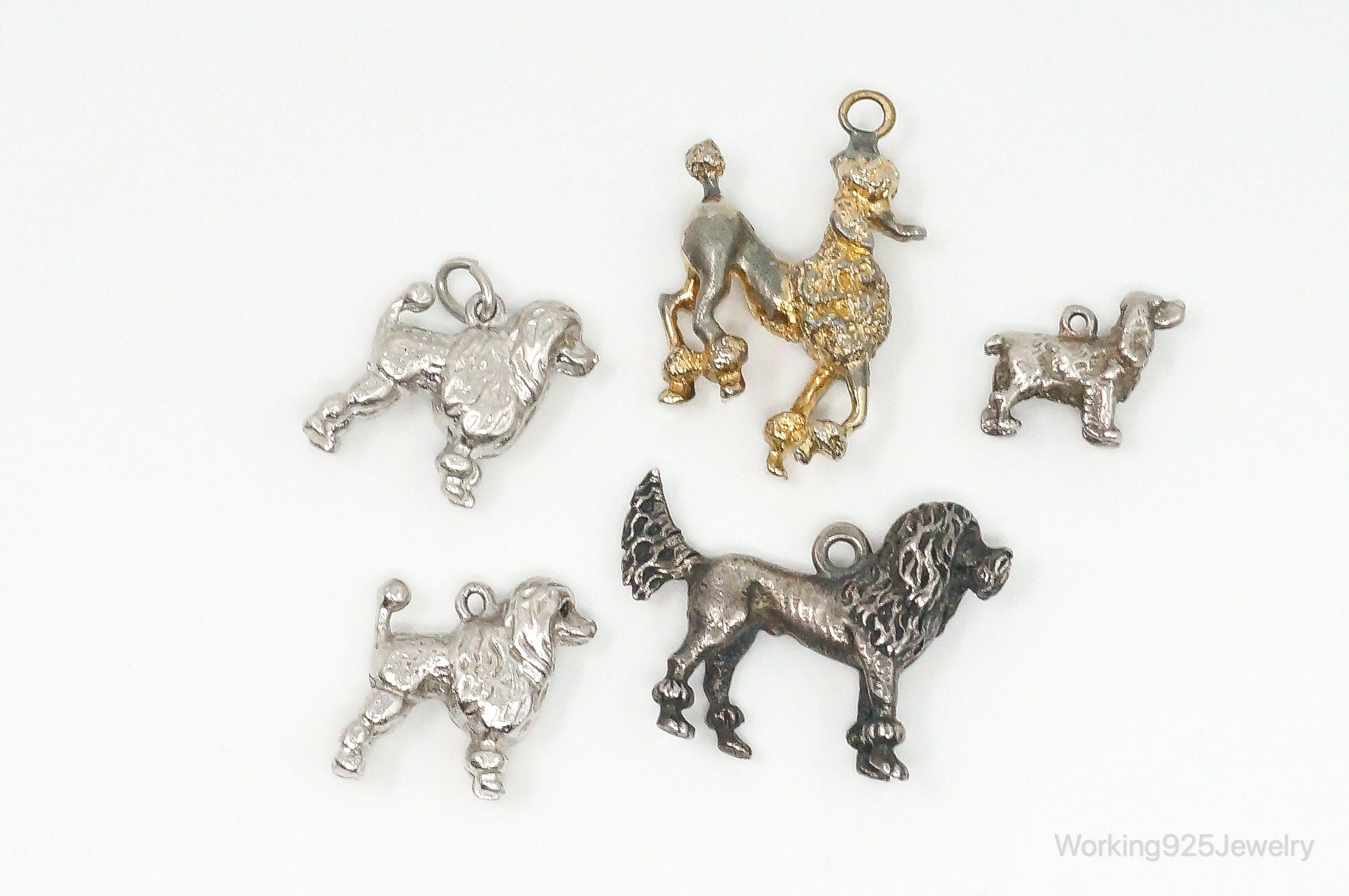 Vintage Antique Puppies Dogs Sterling Silver Charms Lot