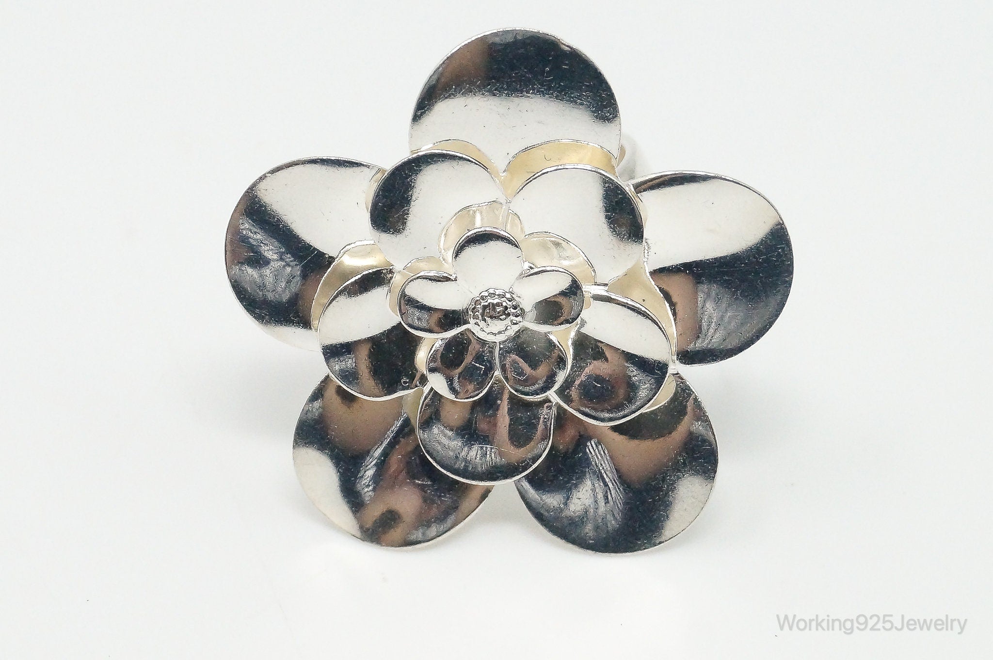 Vintage Italian Designer Paola Valentini Flower Sterling Silver Ring - Size 6 popular