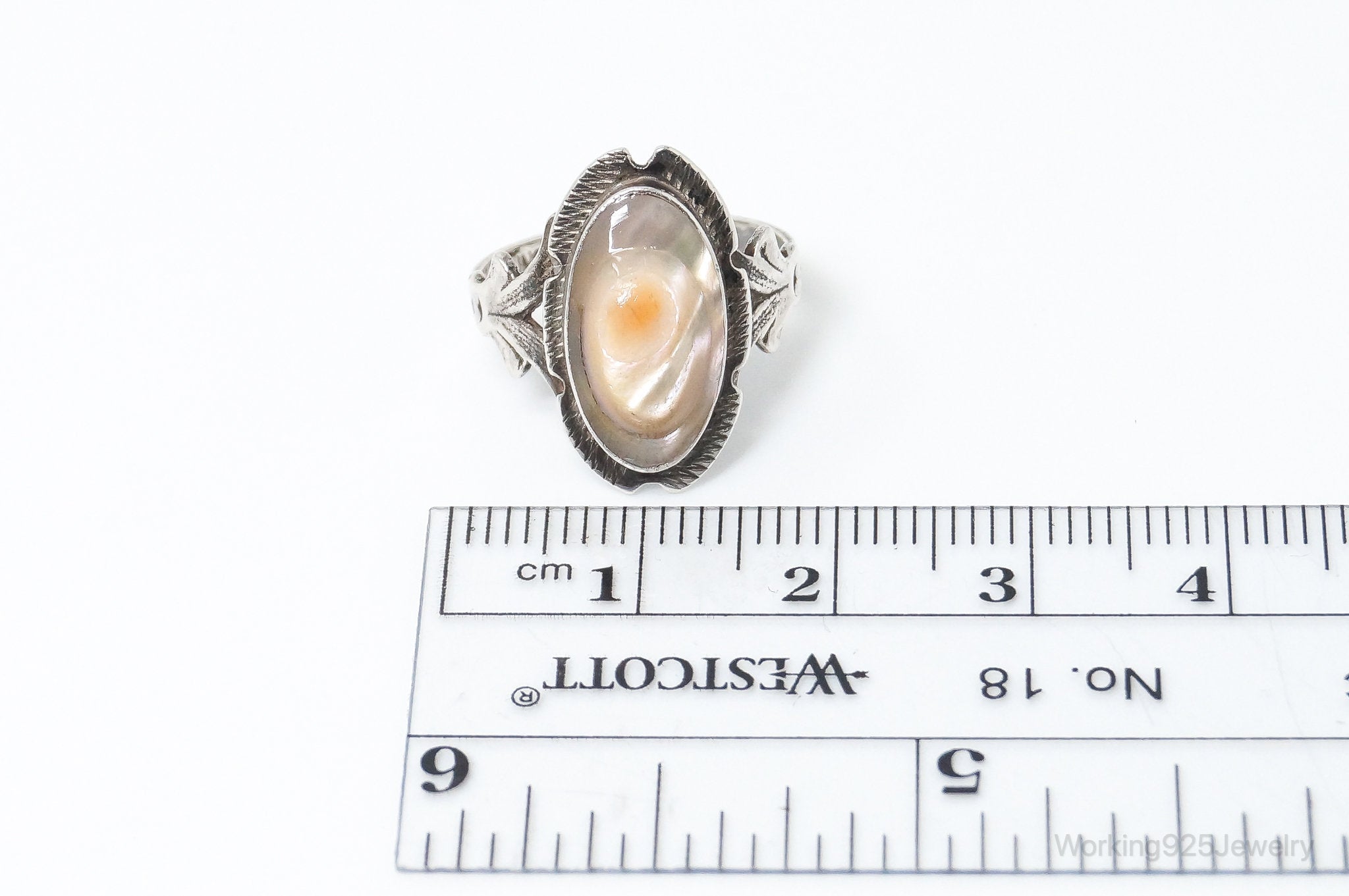 Antique Shell Sterling Silver Ring - SZ 5