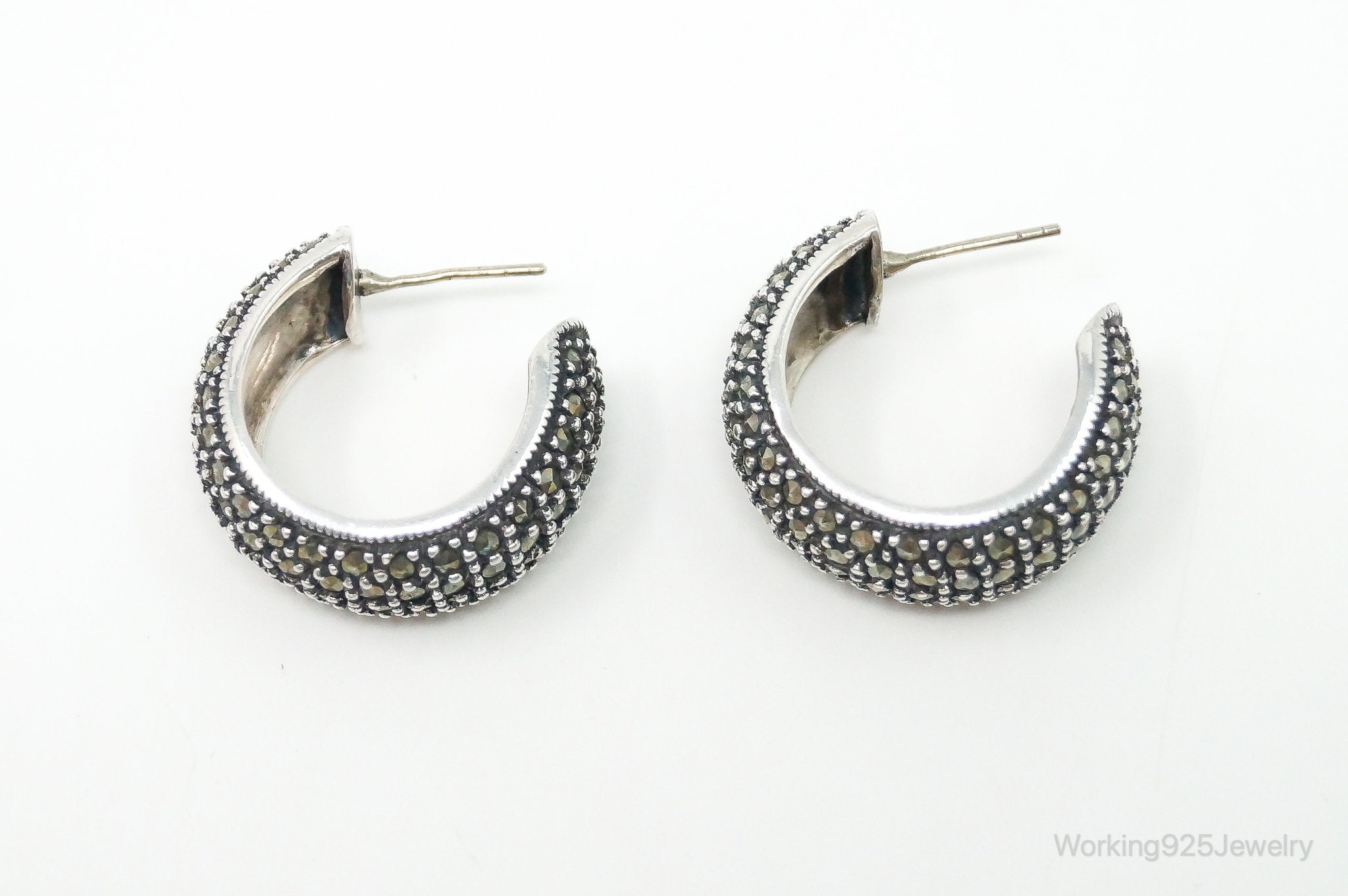 Designer Judith Jack Marcasite Sterling Silver Earrings