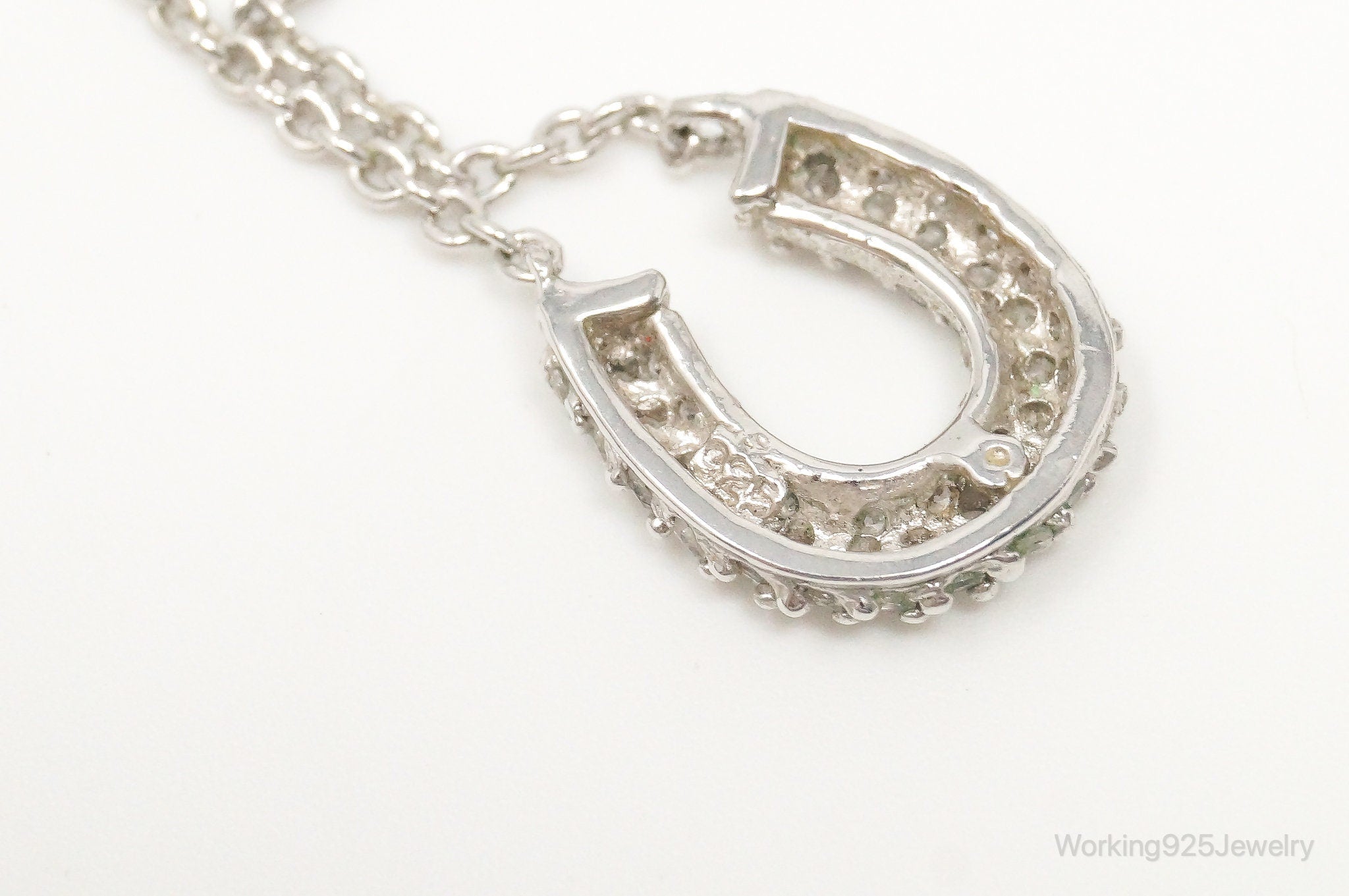 Horse Shoe Cubic Zirconia Sterling Silver Necklace