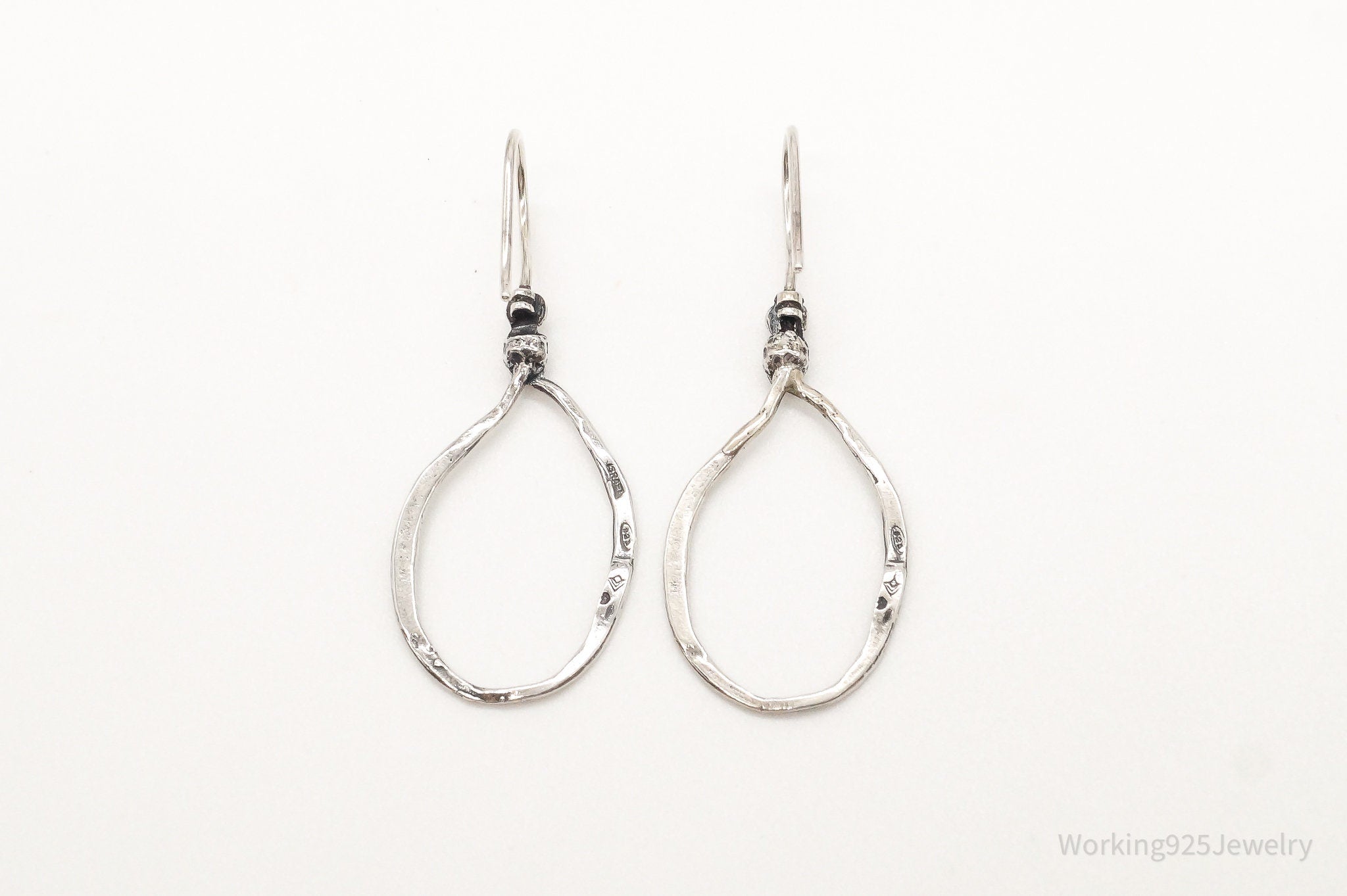 Designer Silpada Long Cut Out Lasso Sterling Silver Earrings