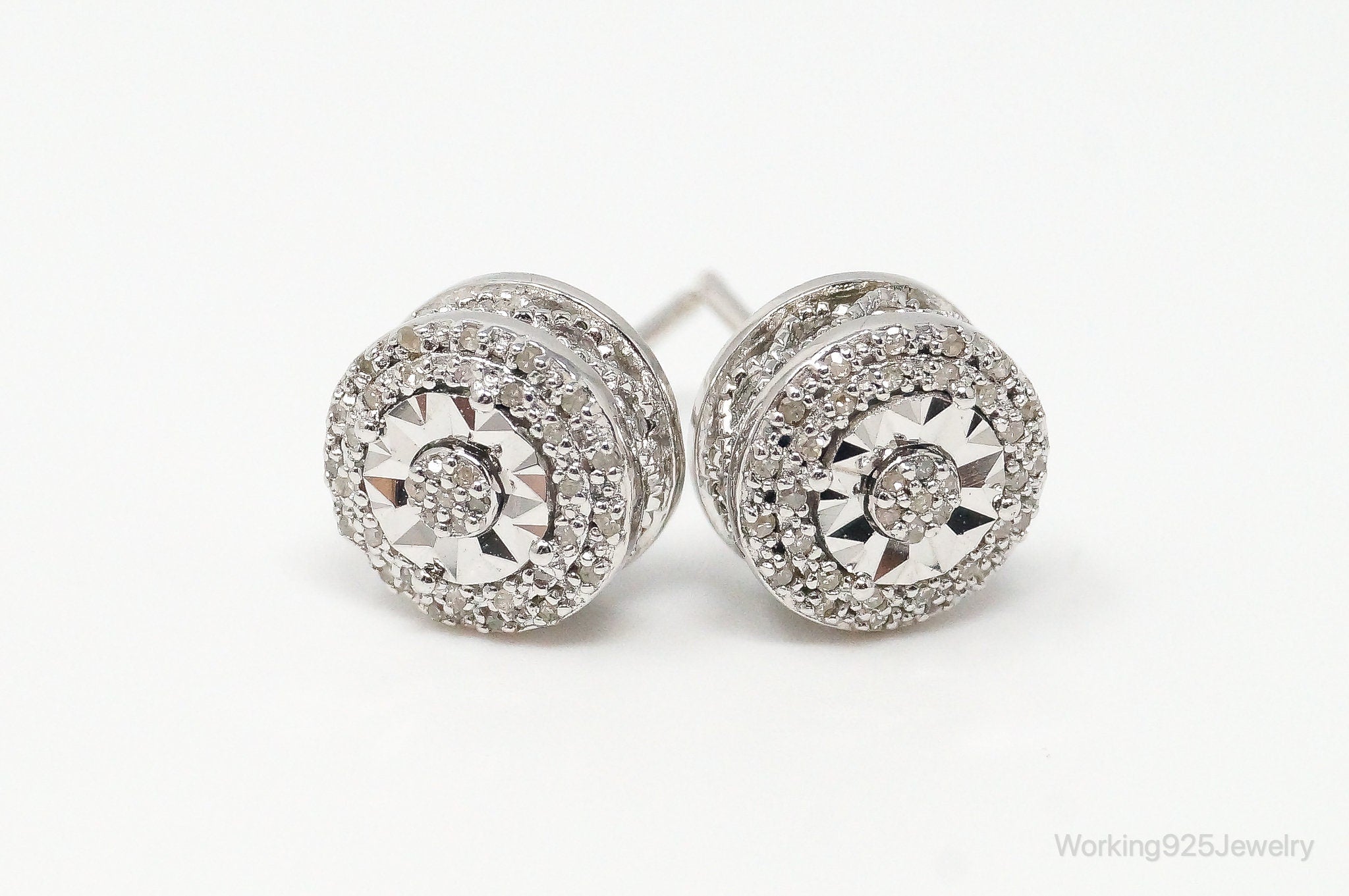 Vintage Diamond Sterling Silver Earrings