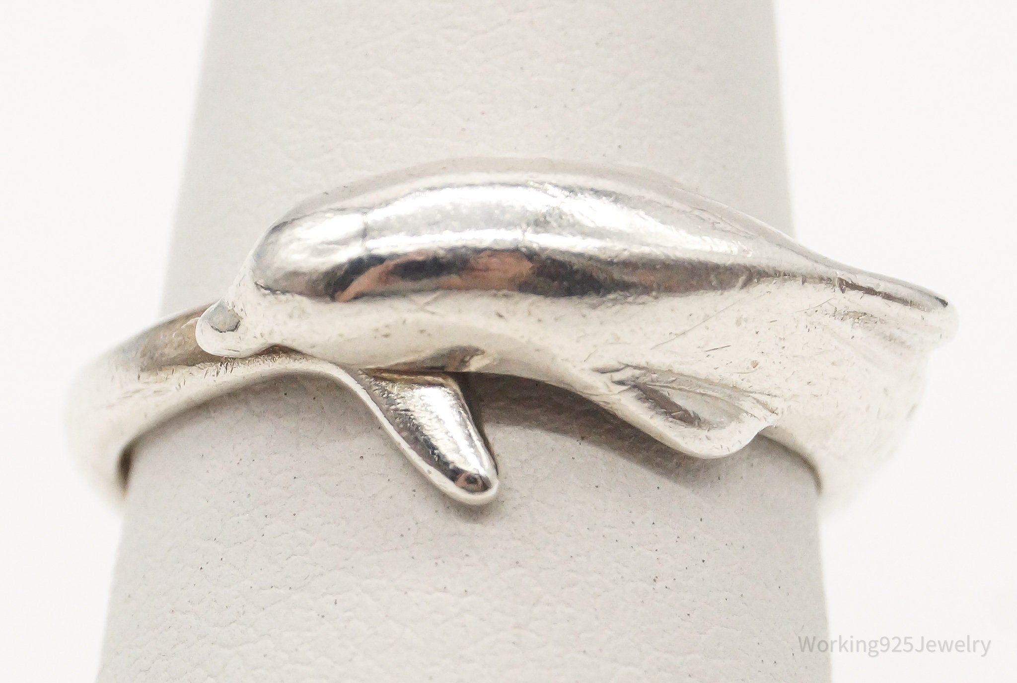 Vintage Dolphin Sterling Silver Wrap Ring - Size 6