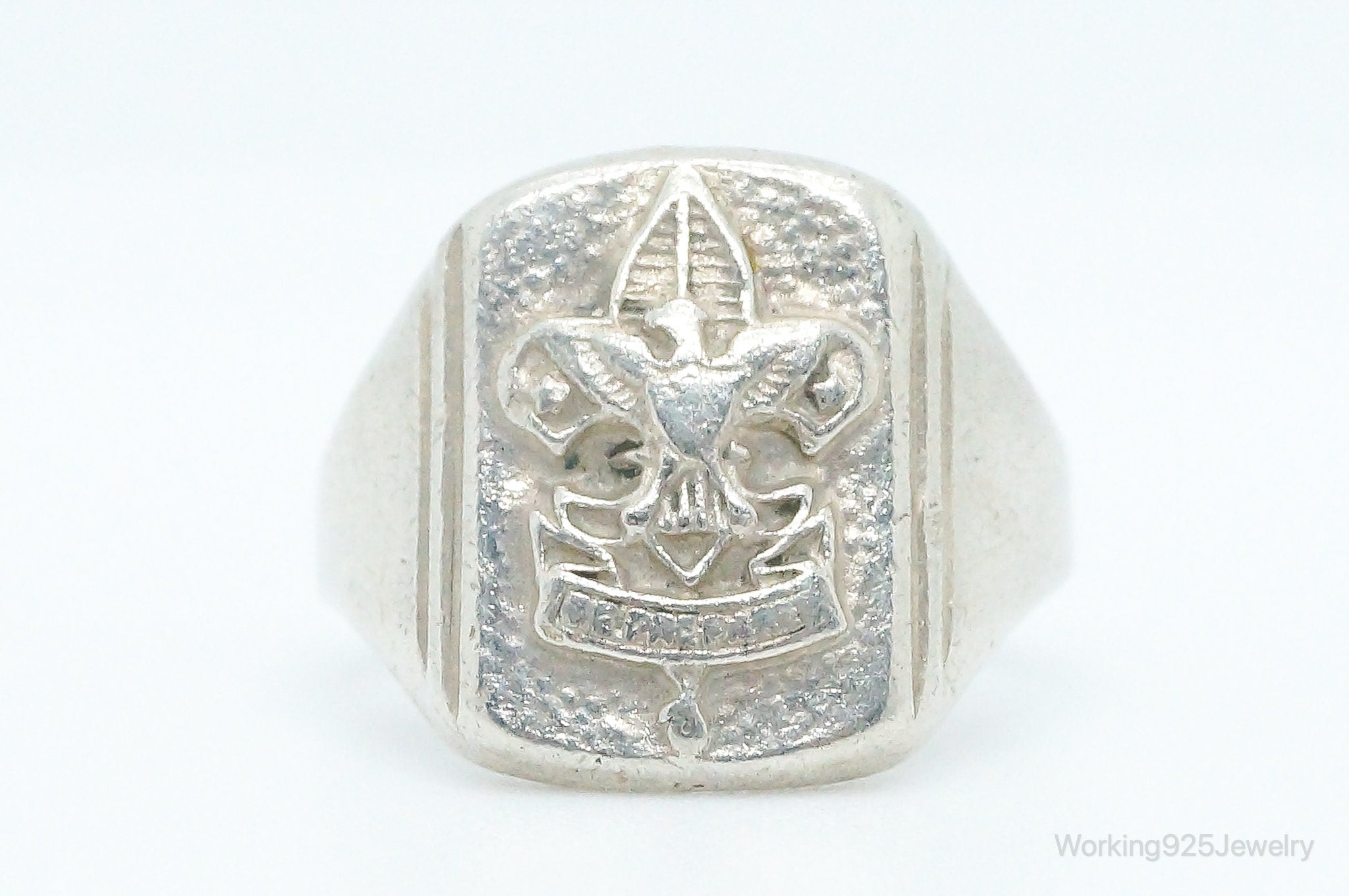 Vintage "Be Prepared" Eagle Scout Sterling Silver Ring - Size 6.5 Adjustable