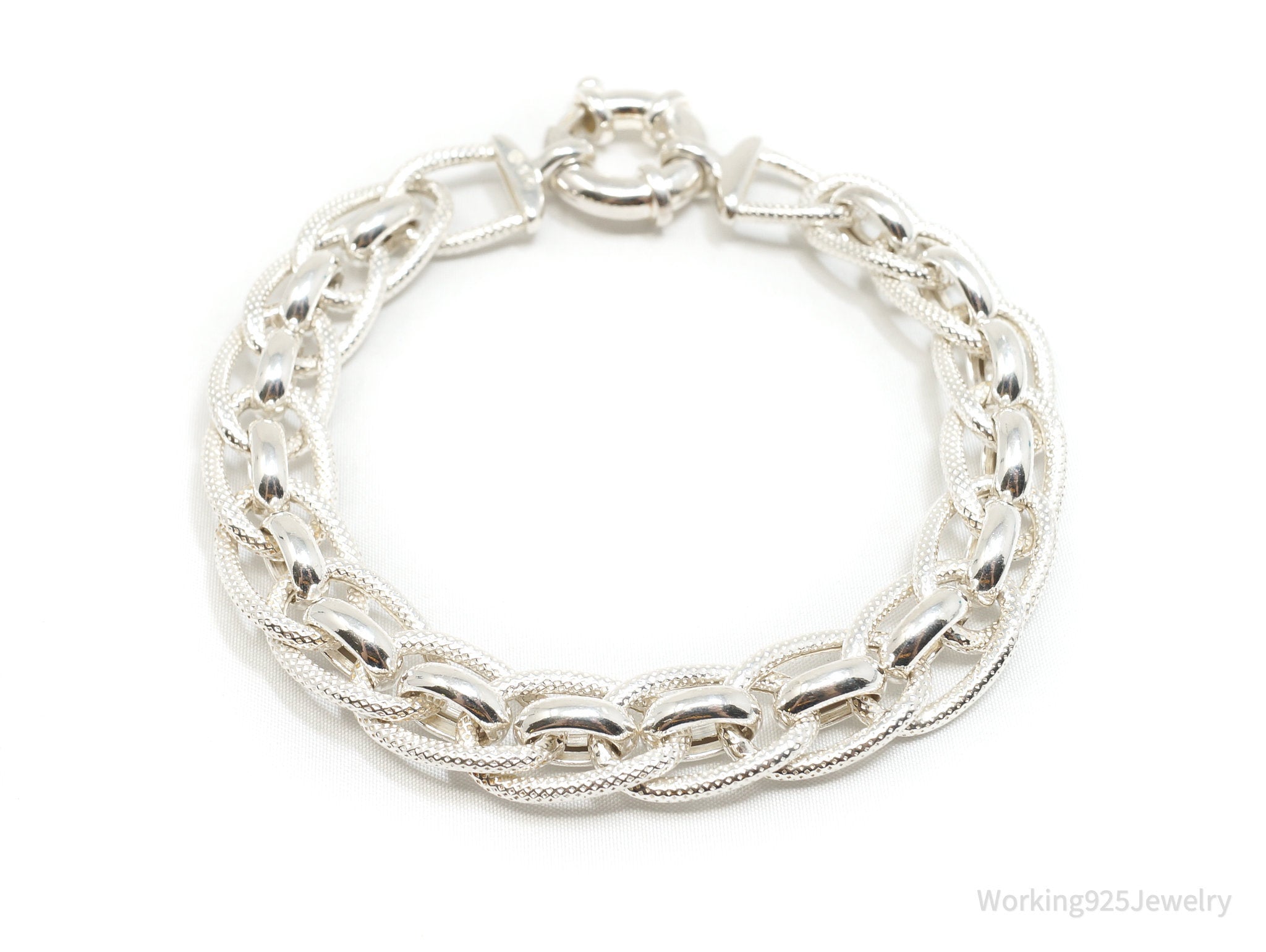 Vintage Italian Woven Rope Sterling Silver Bracelet