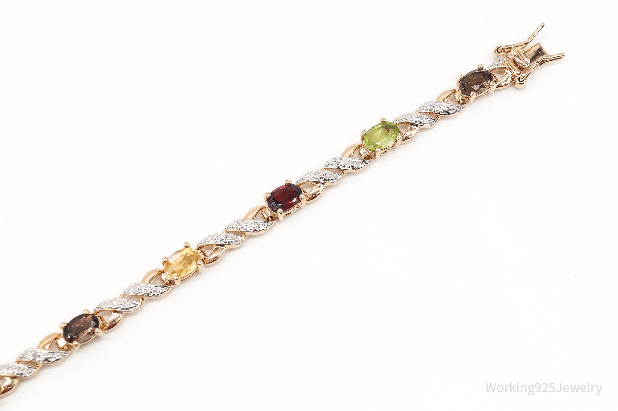 Ross Simons Multi Gem Single Diamond 18Kt Gold Over Sterling Silver Bracelet