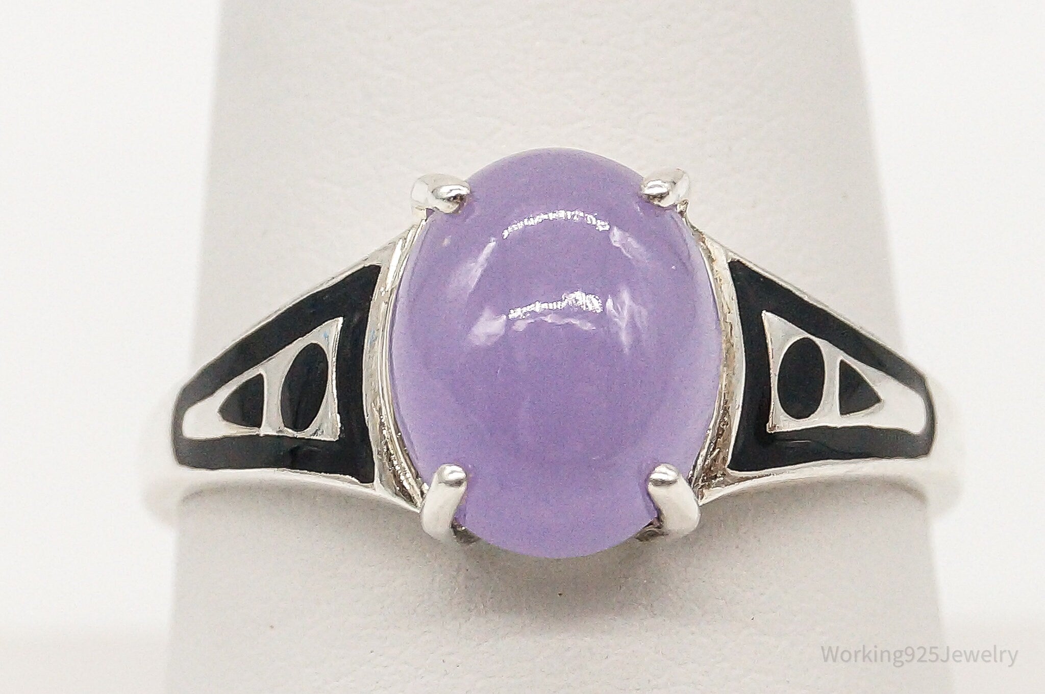 Designer CNA Purple Jade Sterling Silver Ring - Size 8.75