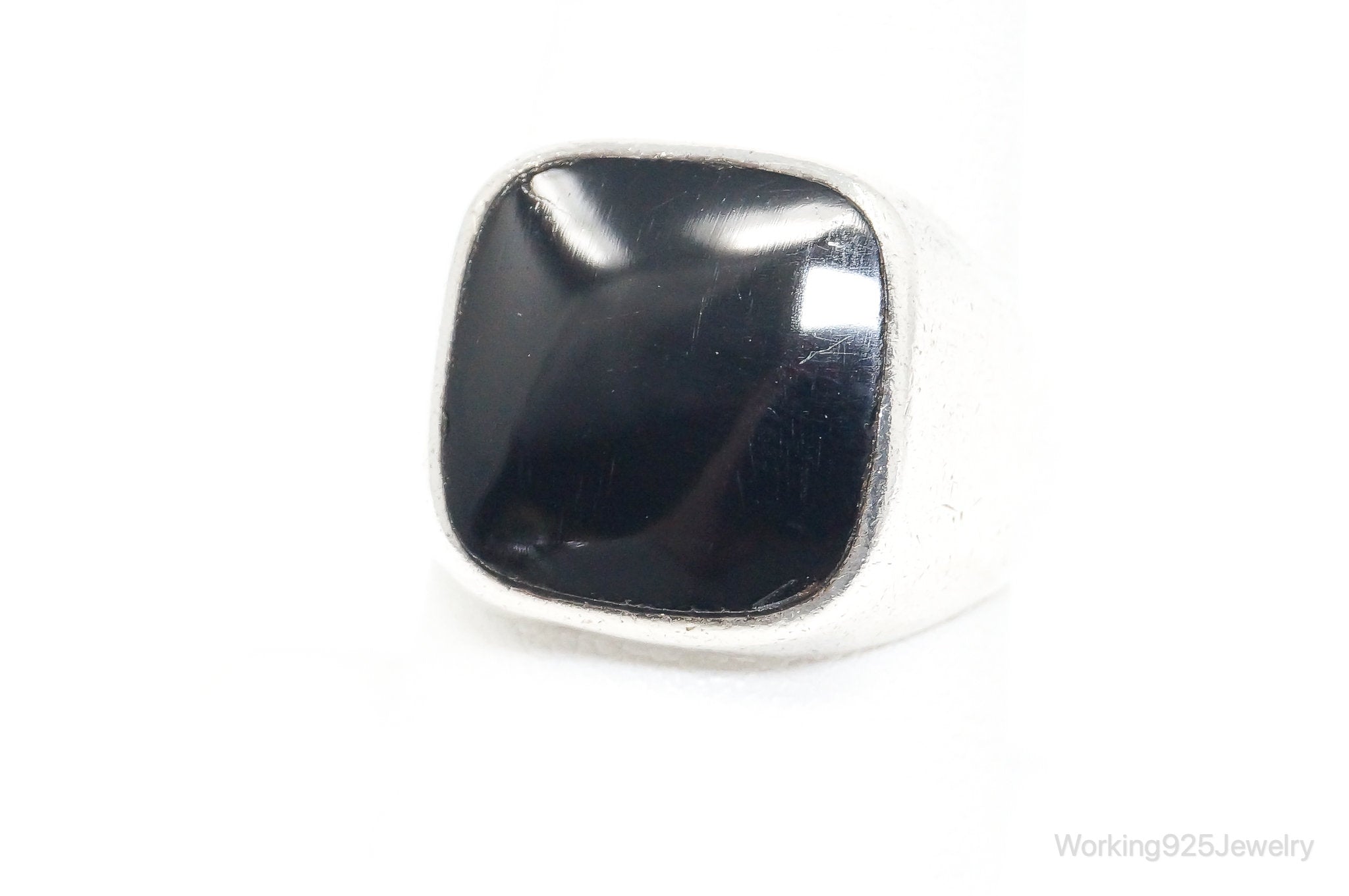 Vintage Designer BOMA Modern Black Onyx Sterling Silver Ring - Size 7.5