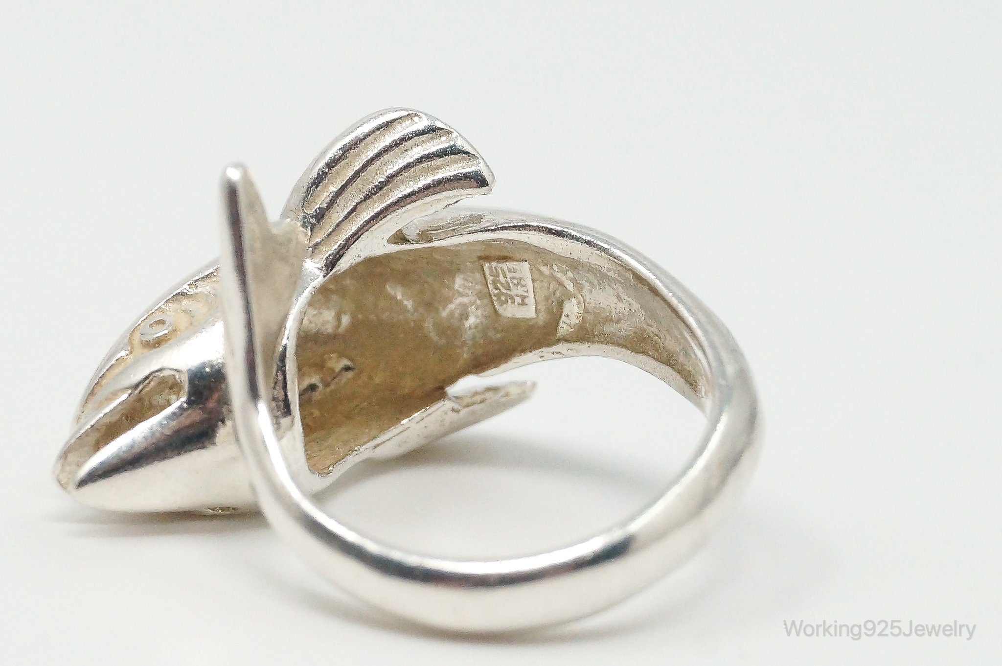 Vintage Dolphin Wrap Sterling Silver Ring - Size 5.25