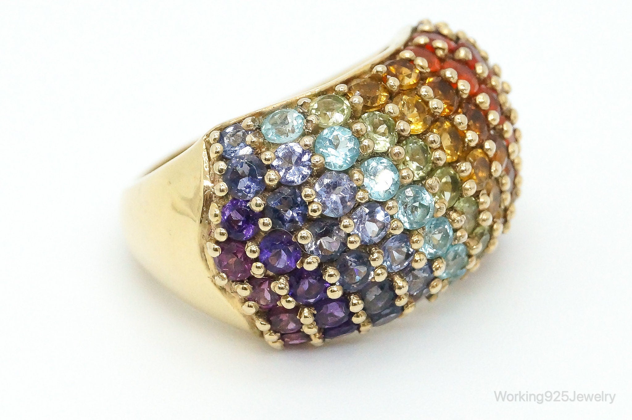 Multi Gemstone Gold Vermeil Sterling Silver Ring - Size 7