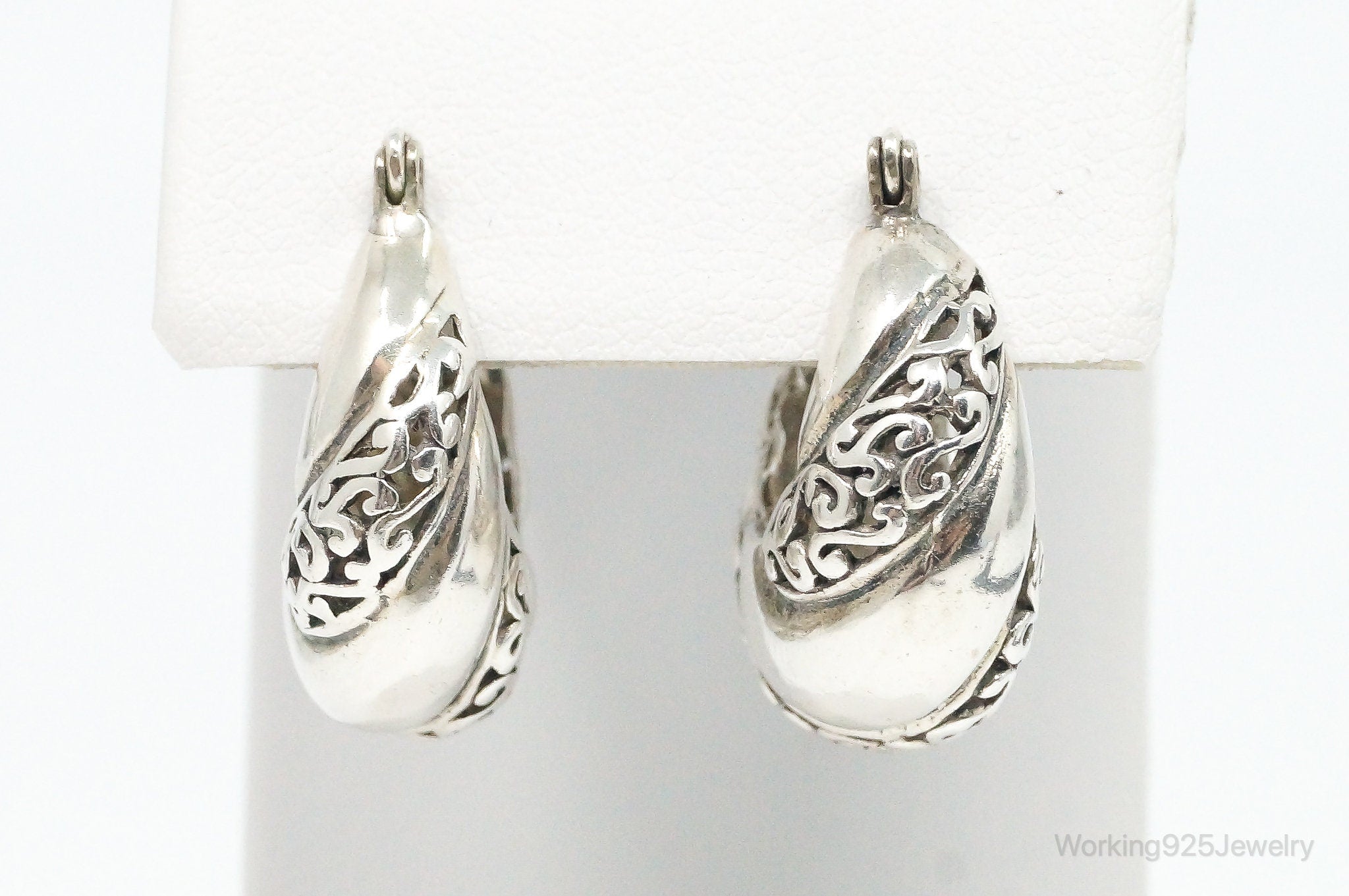 Vintage Bali Inspired Scroll Sterling Silver selling Earrings