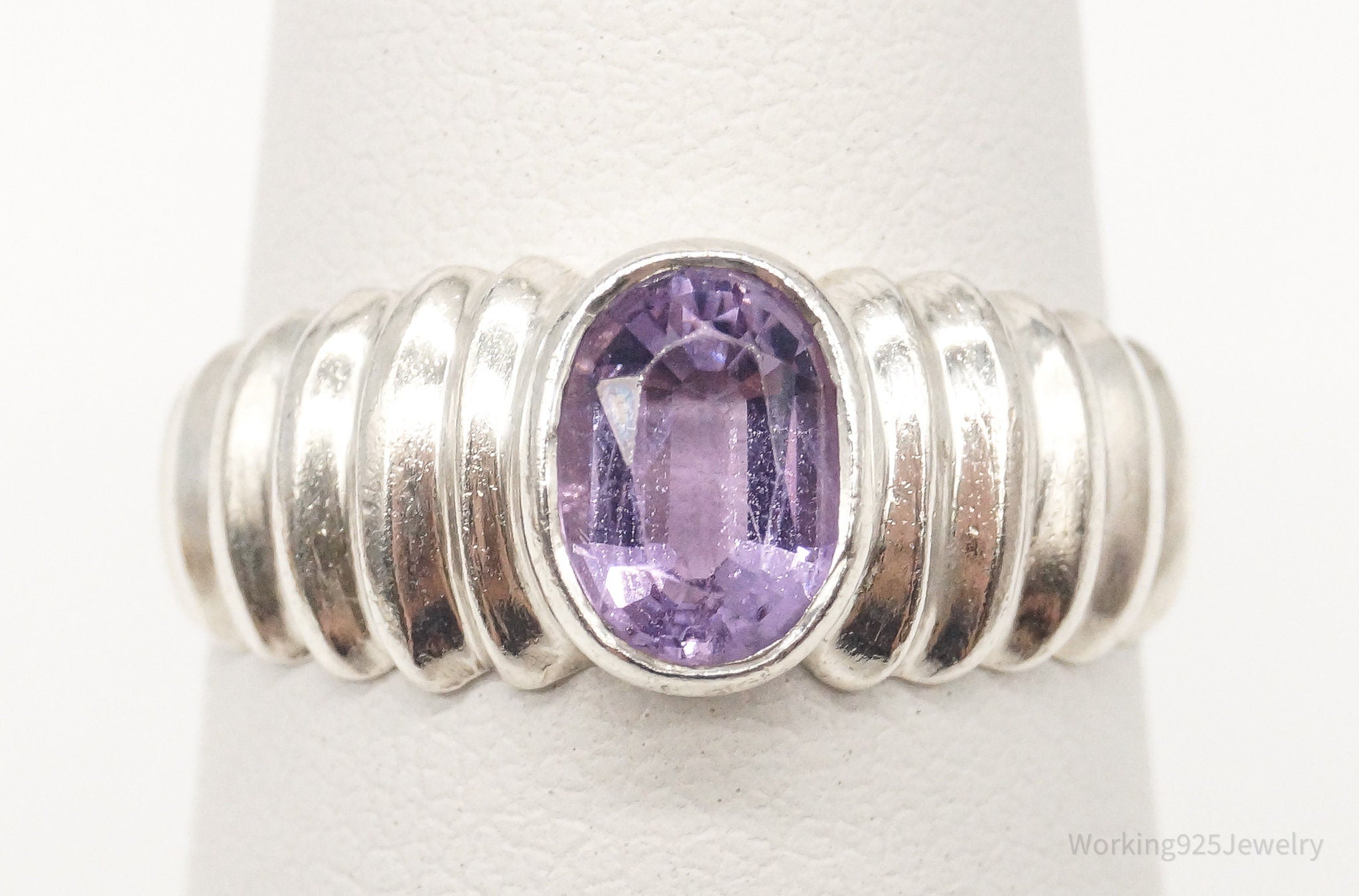 Vintage Amethyst Sterling Silver Ring Size 6