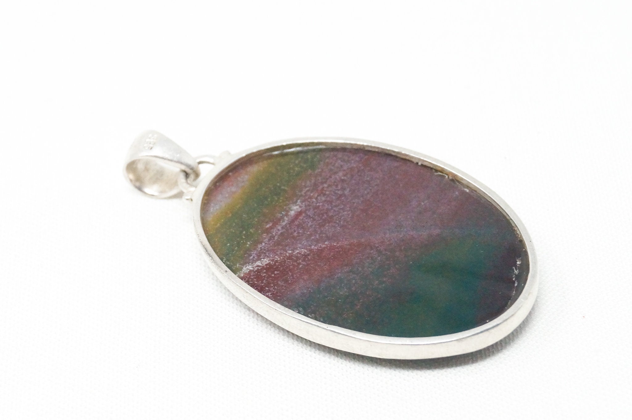 Large Vintage Fluorite Southwest Sterling Silver Necklace Pendant