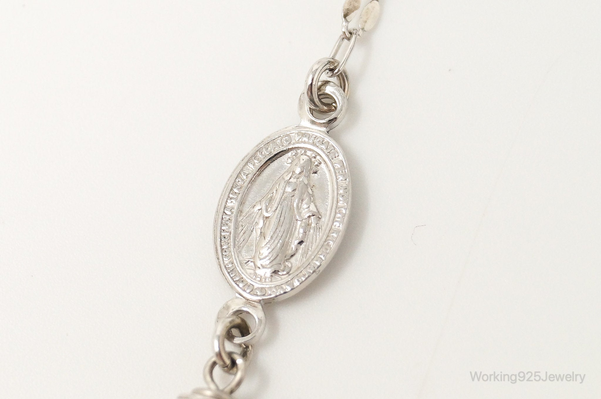 Designer Dyadema Crosses & Miraculous Mary Medals Sterling Silver Necklace