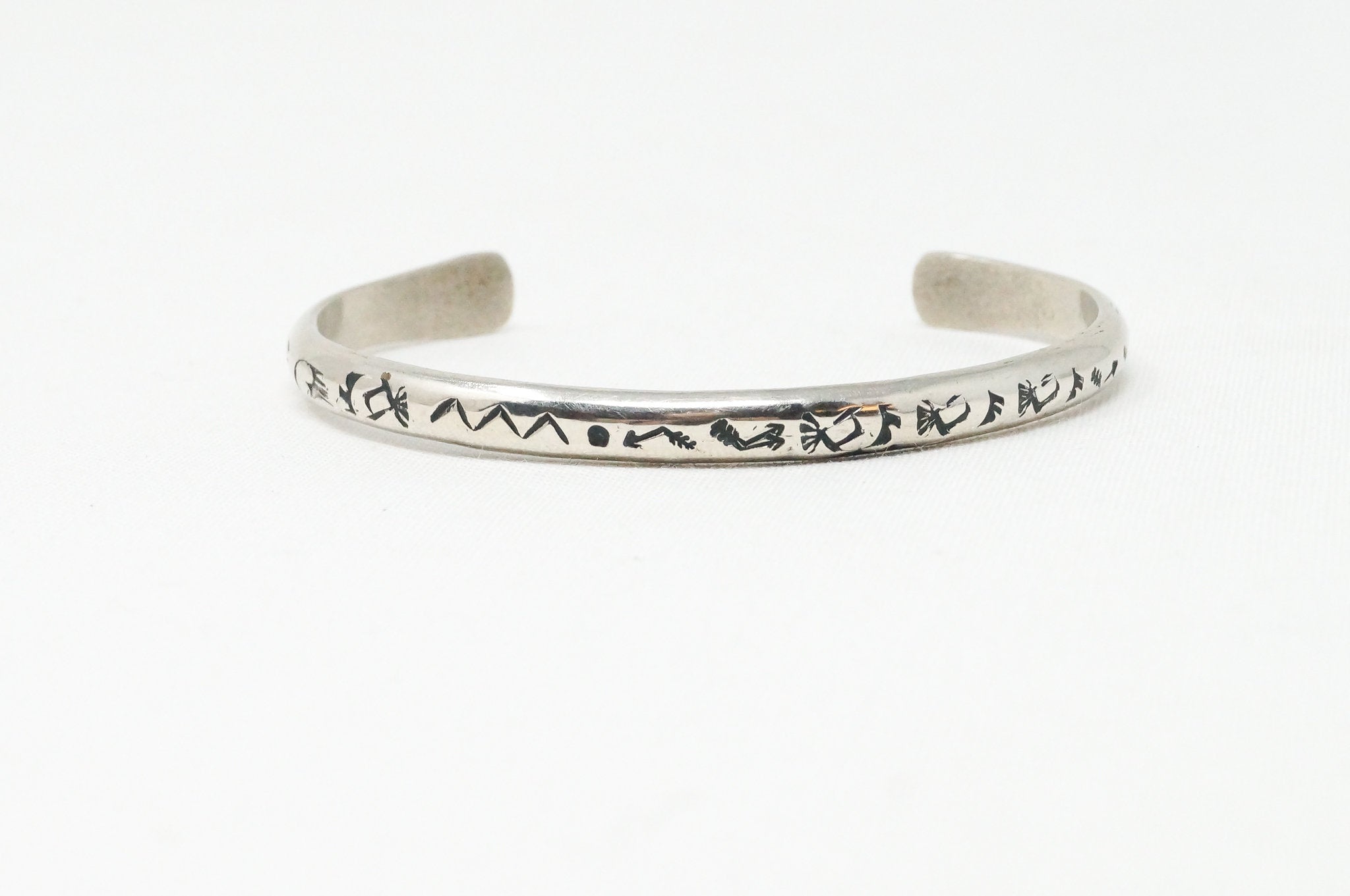 Vintage Handmade Native American TA Begay NS Stamp Sterling Cuff Bracelet