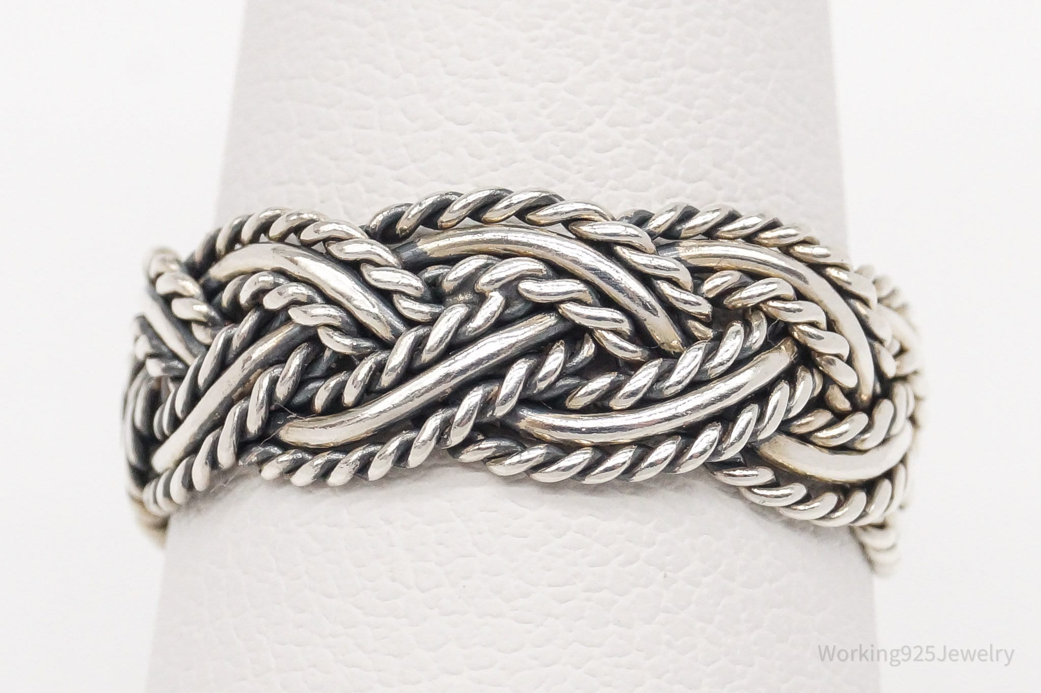 Vintage Cable Cord Rope Braid Sterling Silver Ring - Size 7.75