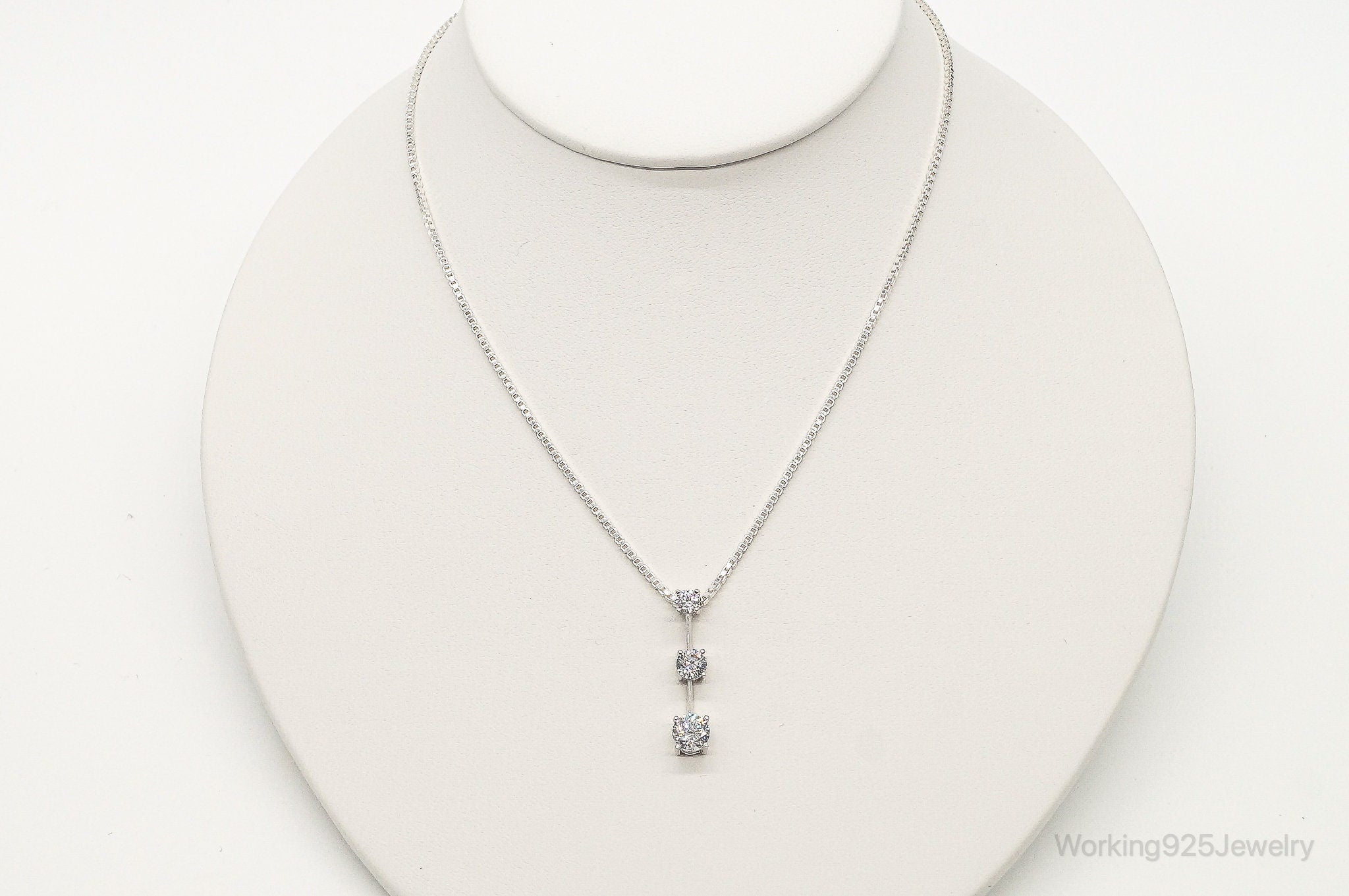 Three Stone Cubic Zirconia Sterling Silver Necklace