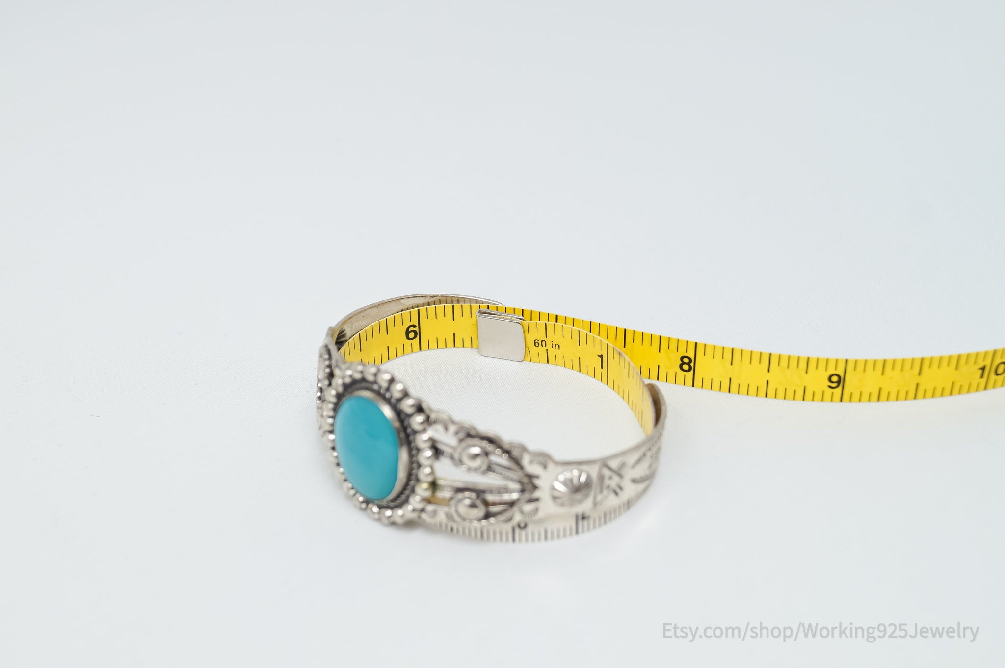 Southwest Designer Bell Trading Post Turquoise Sterling Silver Cuff Bracelet