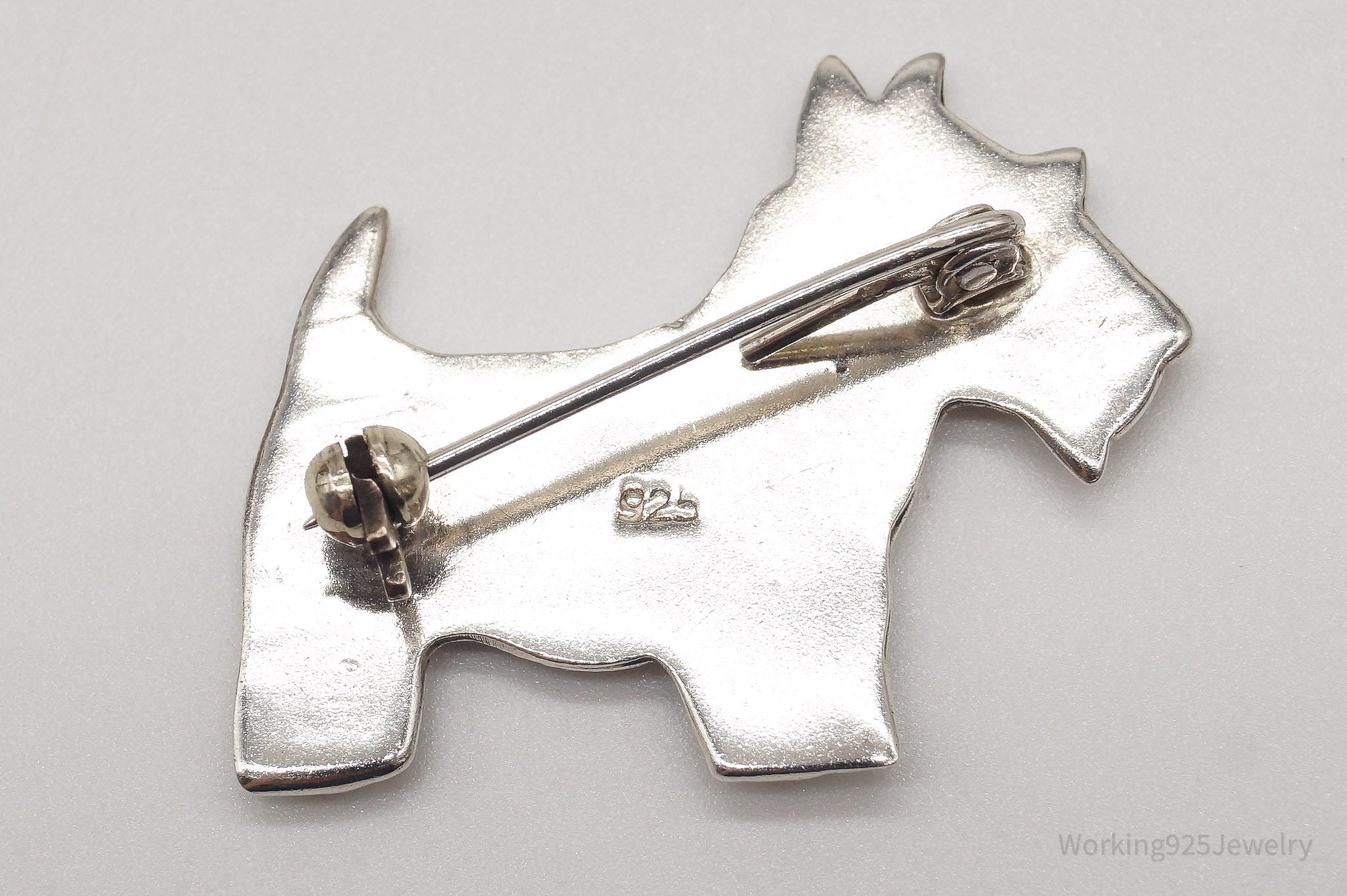 Large Vintage Scottish Scottie Dog Sterling Silver Brooch Pin