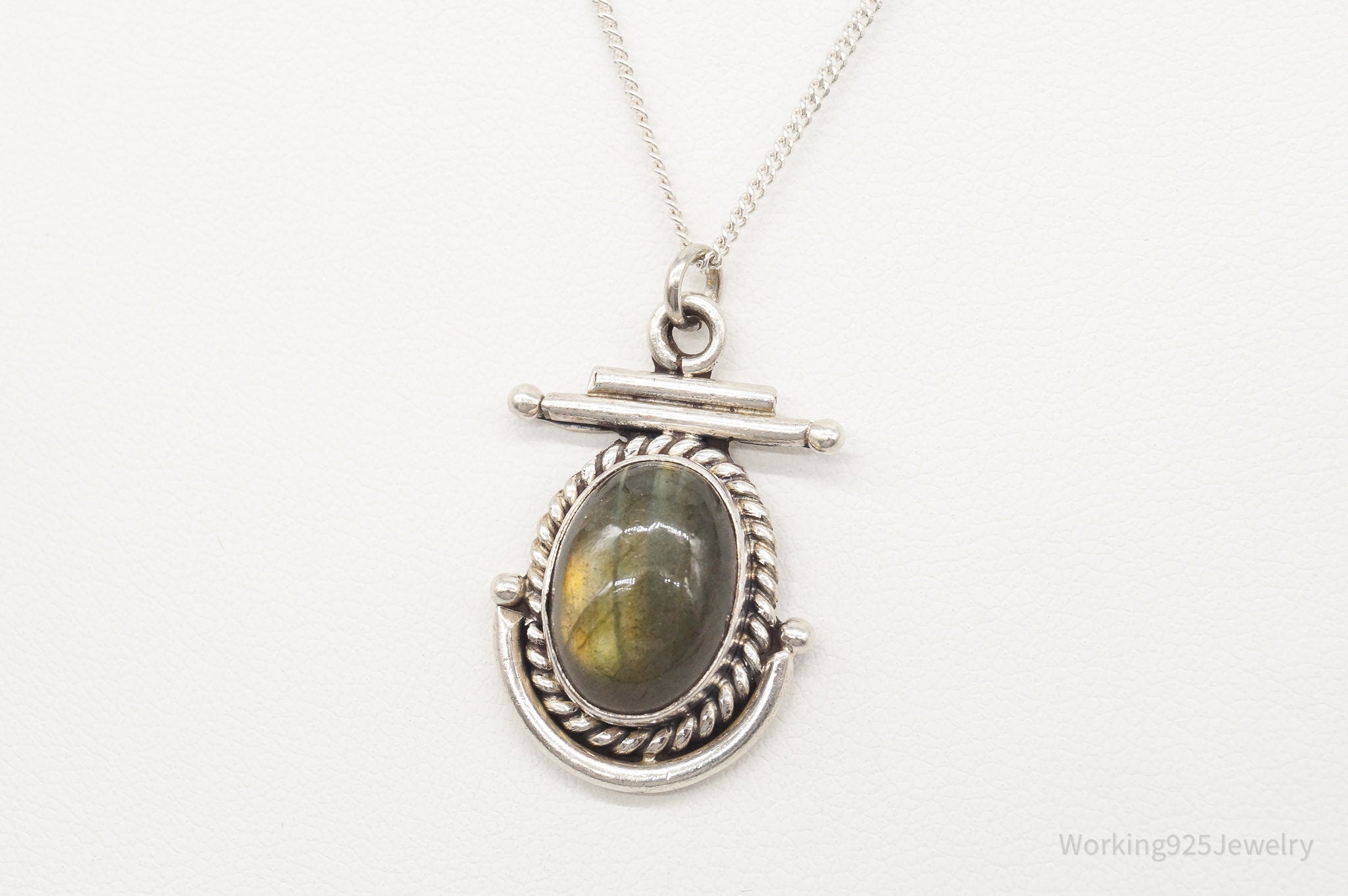 Vintage Labradorite Sterling Silver Necklace