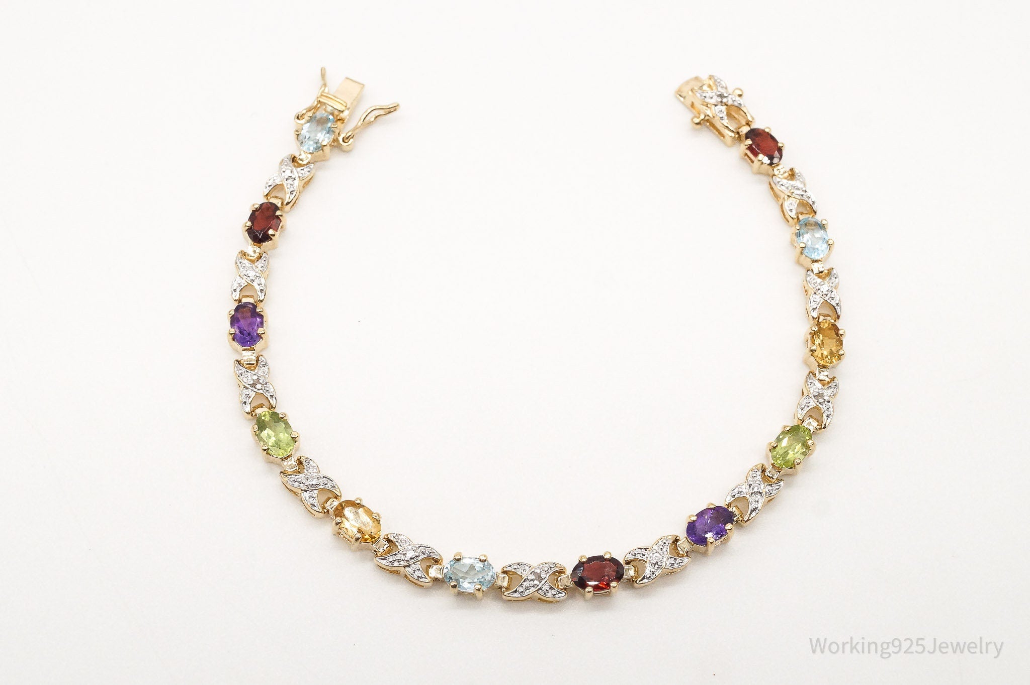 Designer Ross Simons Multi Gemstone 18K Gold Over Sterling Silver Bracelet