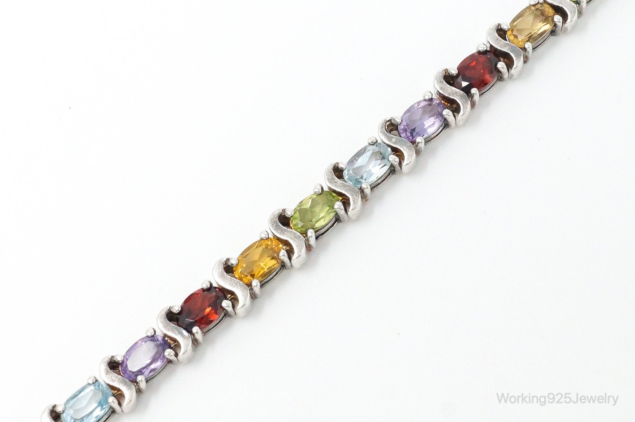 Vintage Designer Multi Gem Sterling Silver Bracelet