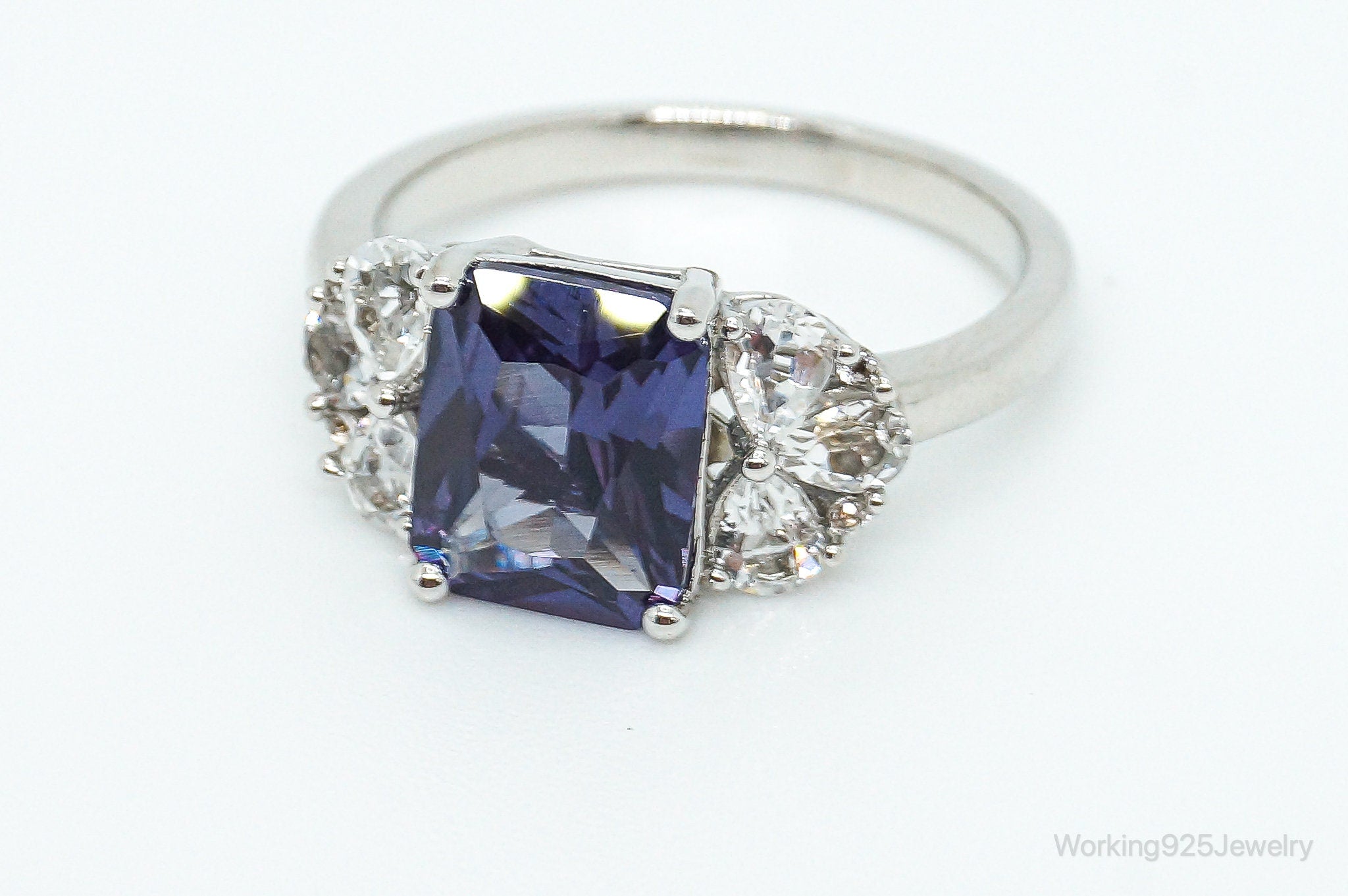 Designer DK Color Change Sapphire Cubic Zirconia Sterling Silver Ring - Size 9