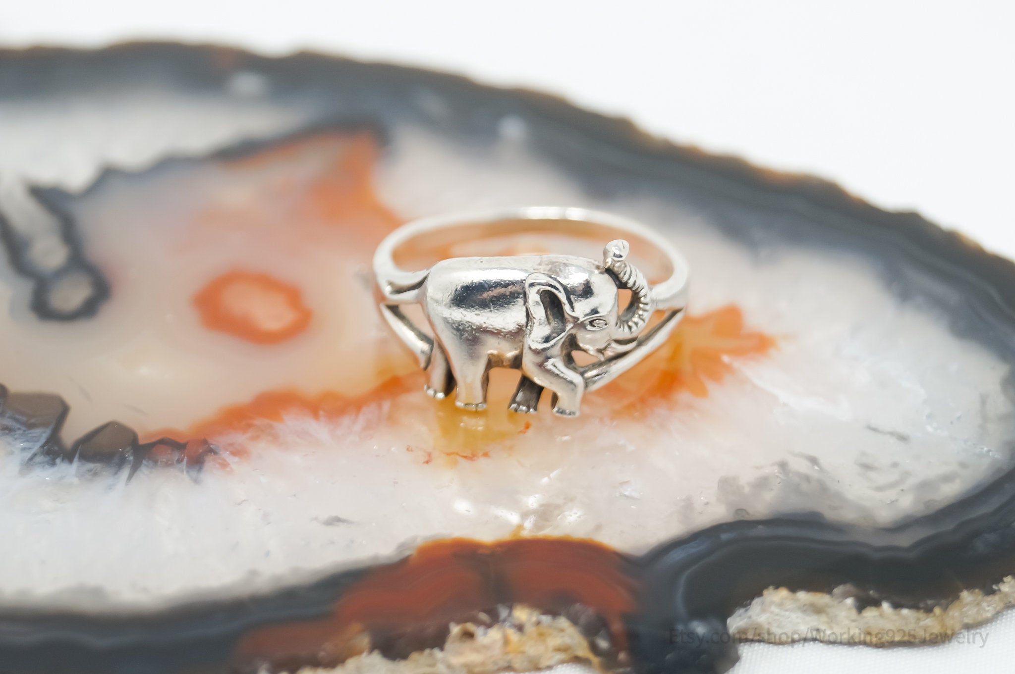 Vintage Elephant Safari Good Luck Sterling Silver Ring - Size 6.75