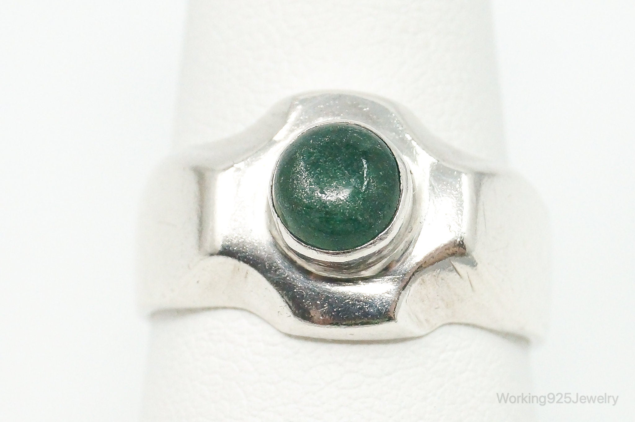 Vintage Aventurine Modernist Sterling Silver Ring - Size 8.75