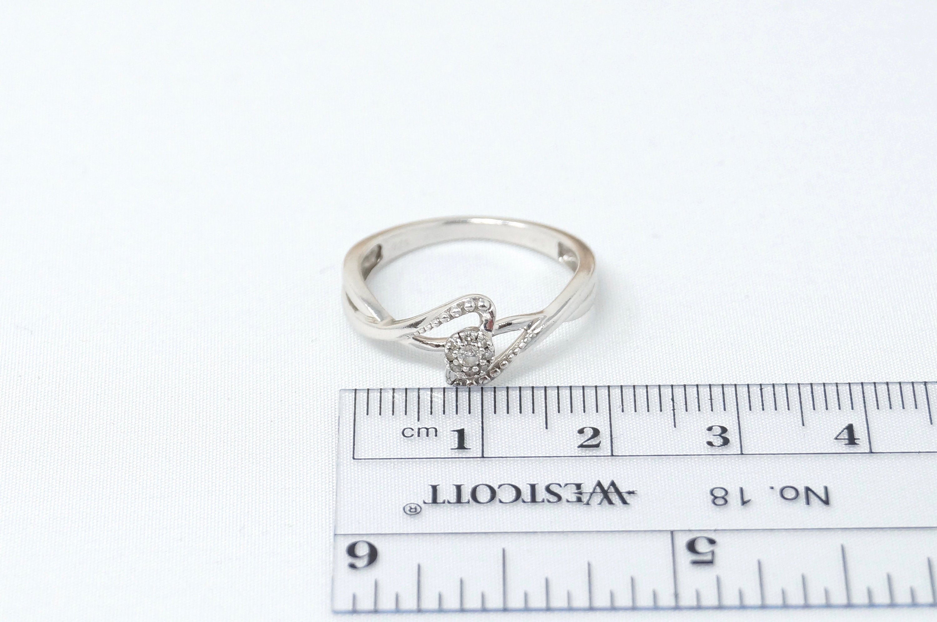 Vintage Designer Diamond Sweetheart Sterling Silver Ring - Size 7