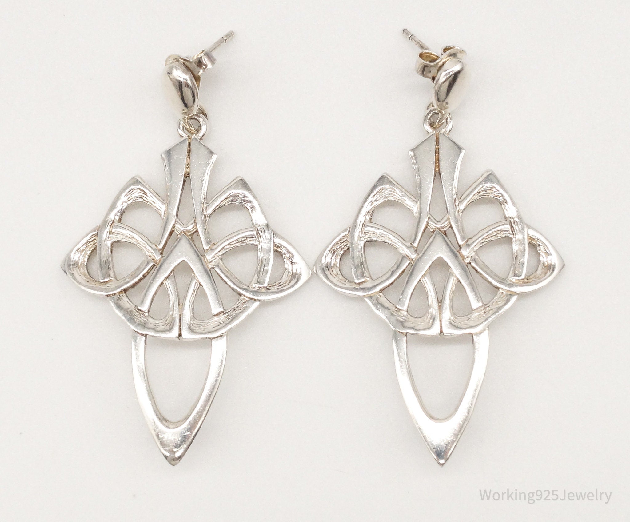 Vintage Celtic Knot Cross Sterling Silver Earrings