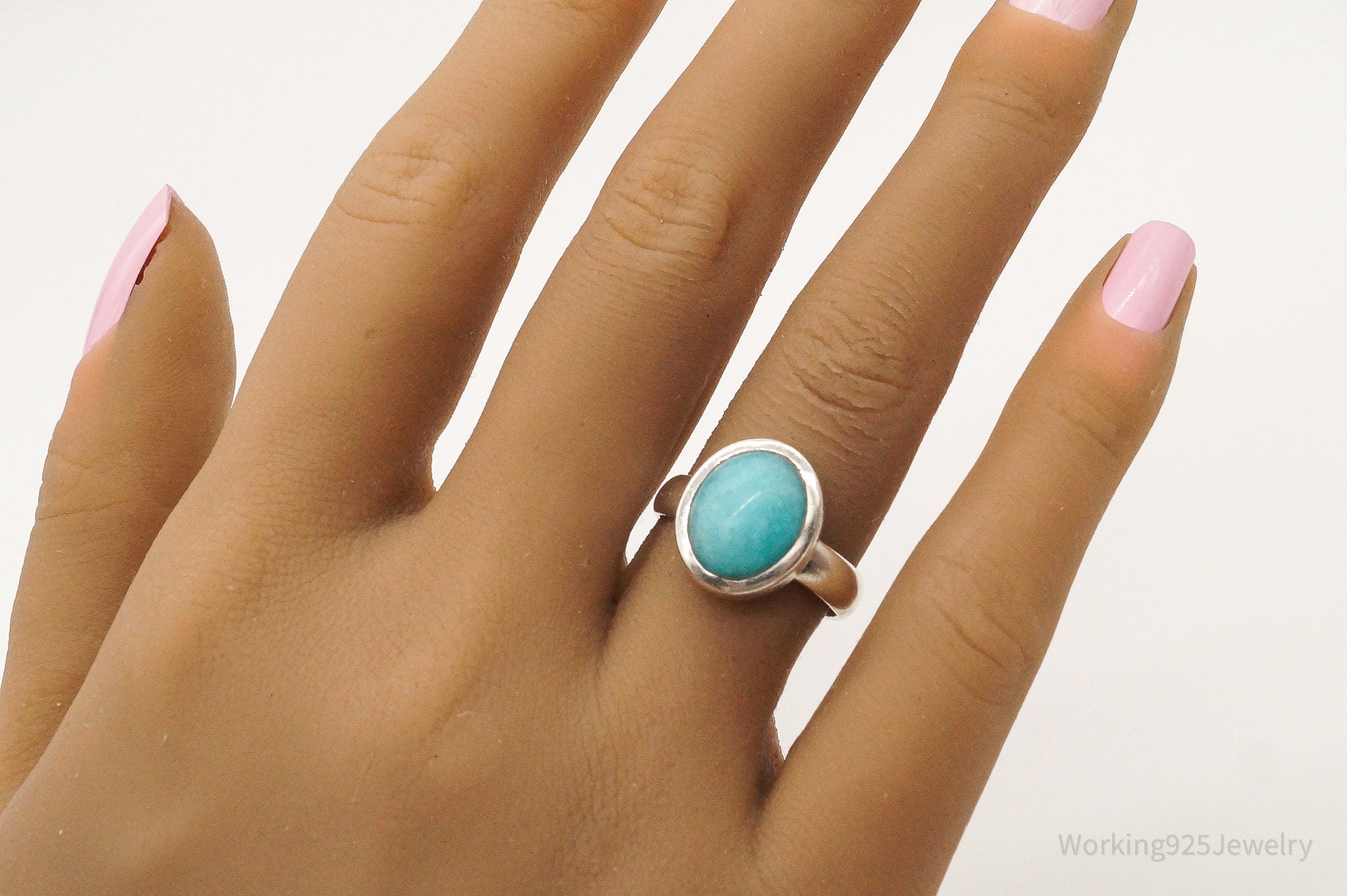 Vintage Designer TGGC Amazonite Sterling Silver Ring - Size 7