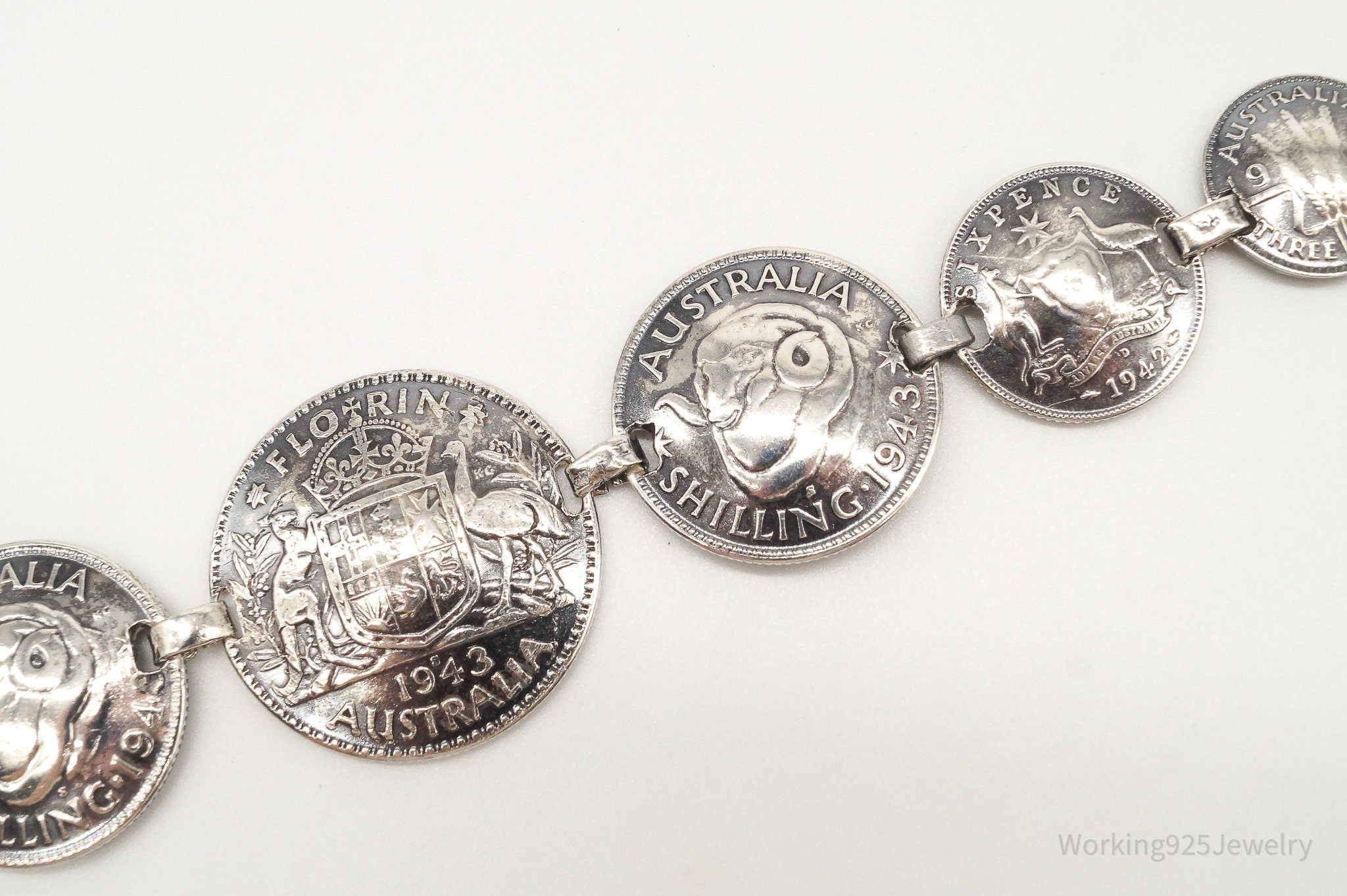 Vintage Australian 1940s Coins Silver Bracelet