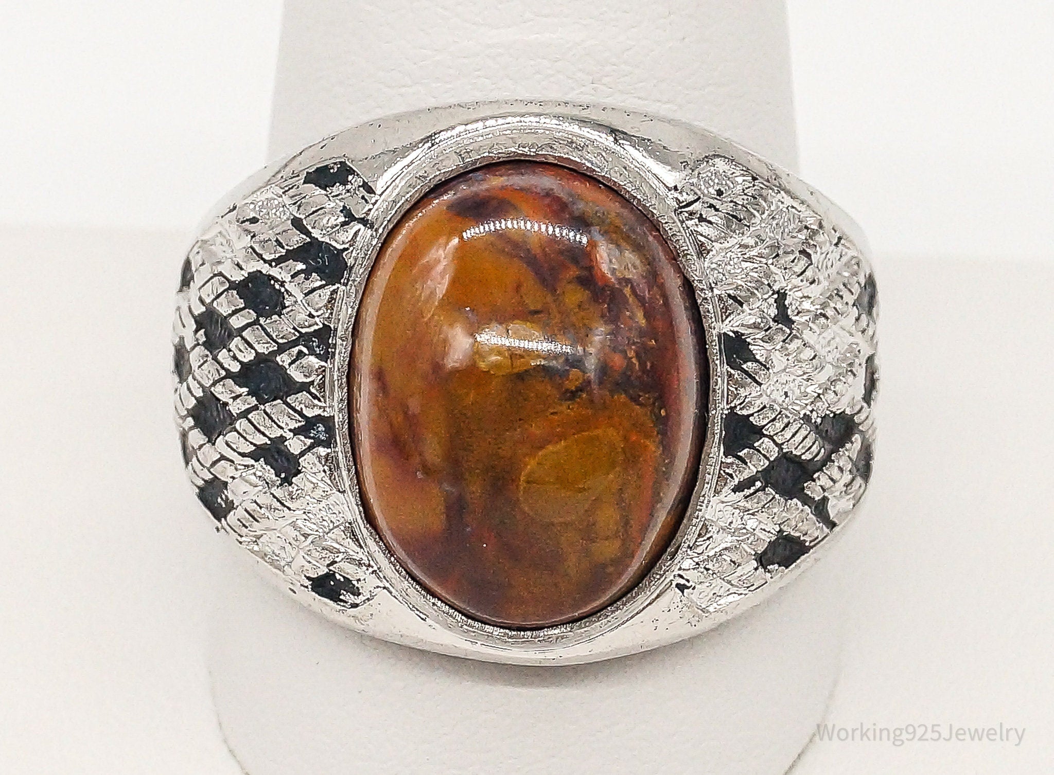 Antique Designer Clark Coombs Jasper Sterling Silver Ring - Size 12