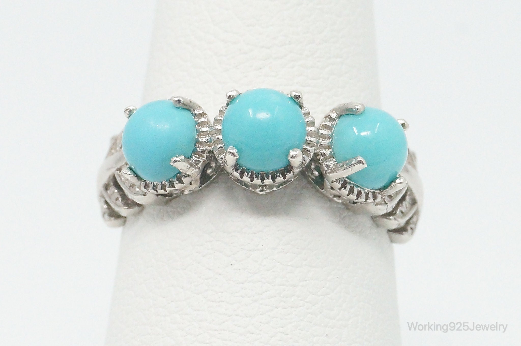 Vintage Faux Turquoise Sterling Silver Ring - Size 6.5