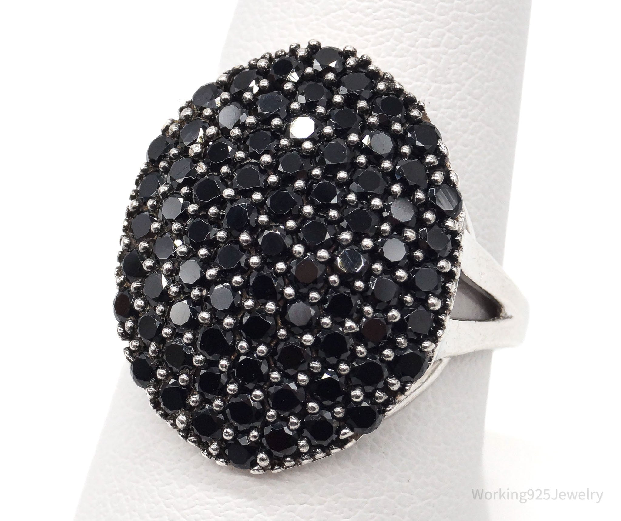 Vintage Designer KHR Black Spinel Sterling Silver Ring - Size 8.75