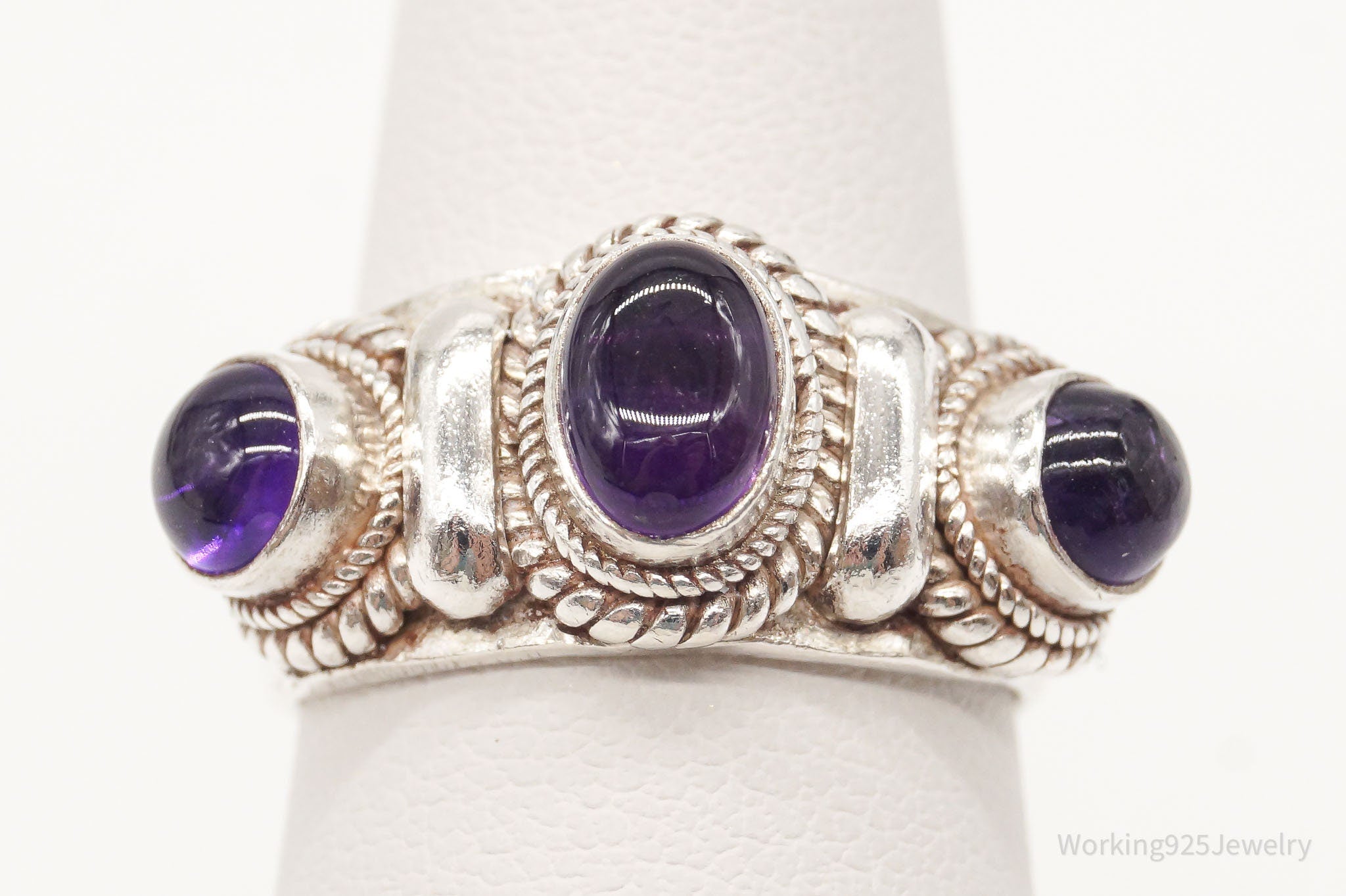 Vintage Amethyst Sterling Silver Ring - Size 6