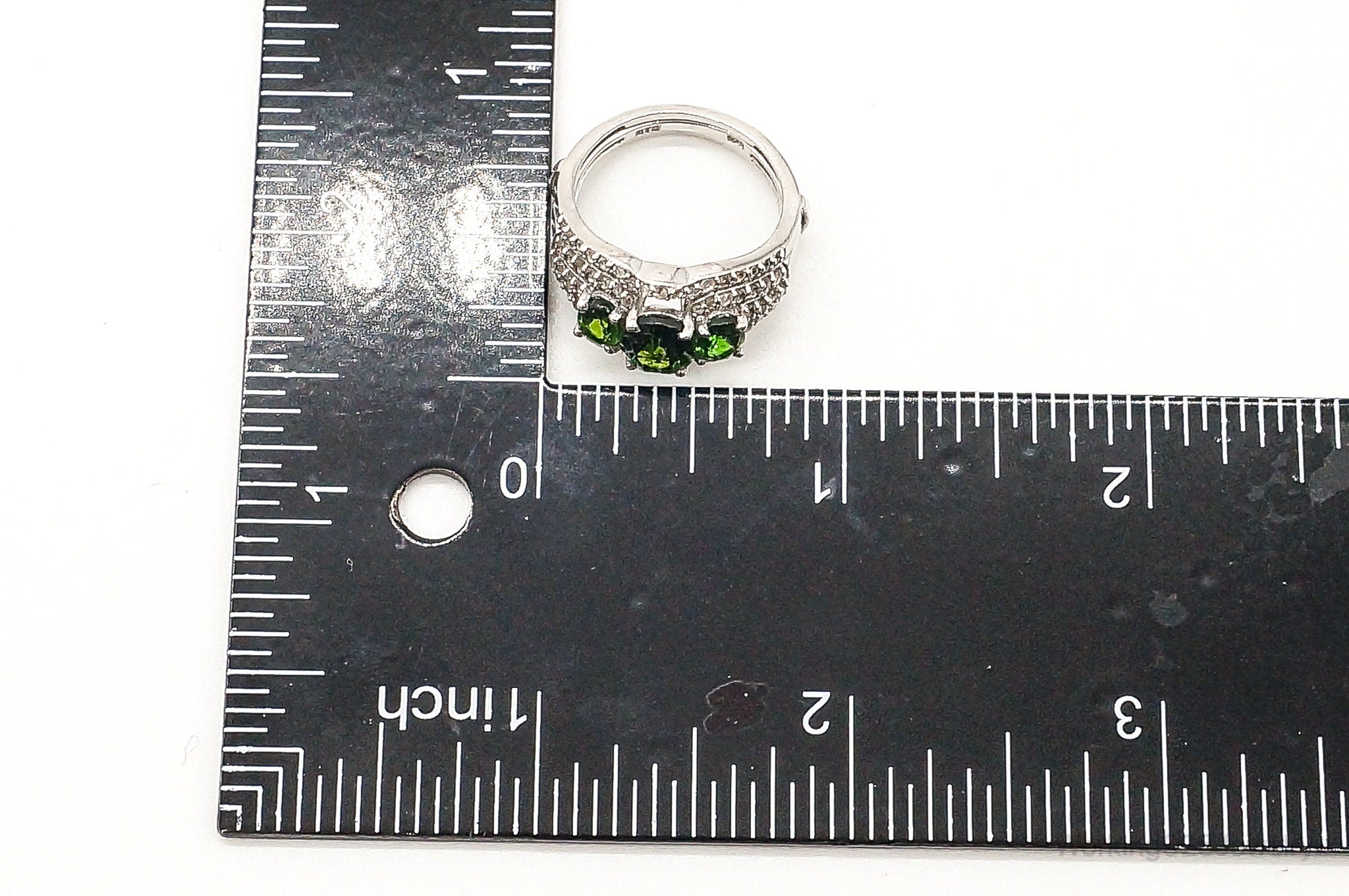 Peridot Cubic Zirconia Sterling Silver Ring - Size 7