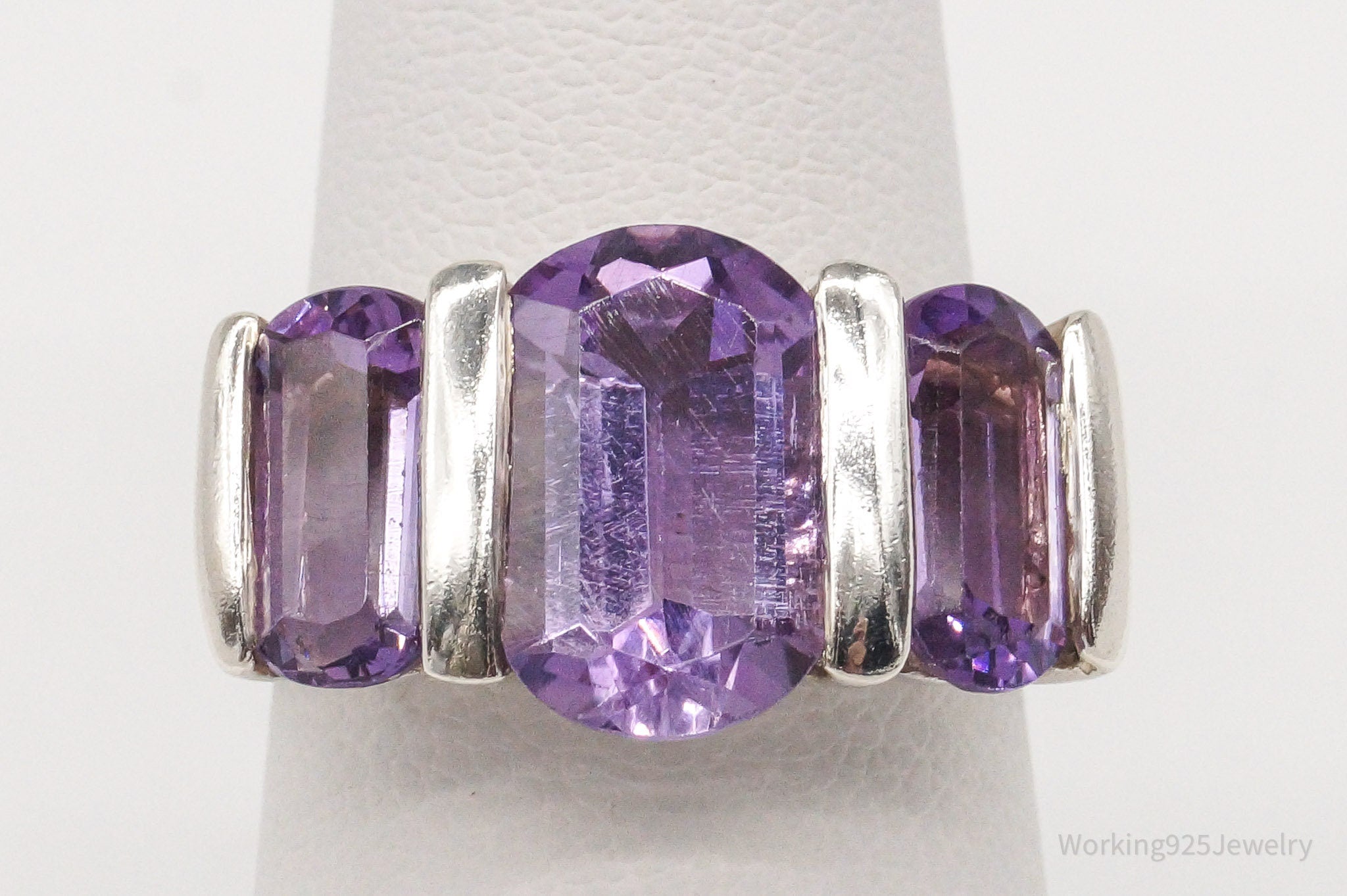 Vintage Amethyst Sterling Silver Ring - Size 6